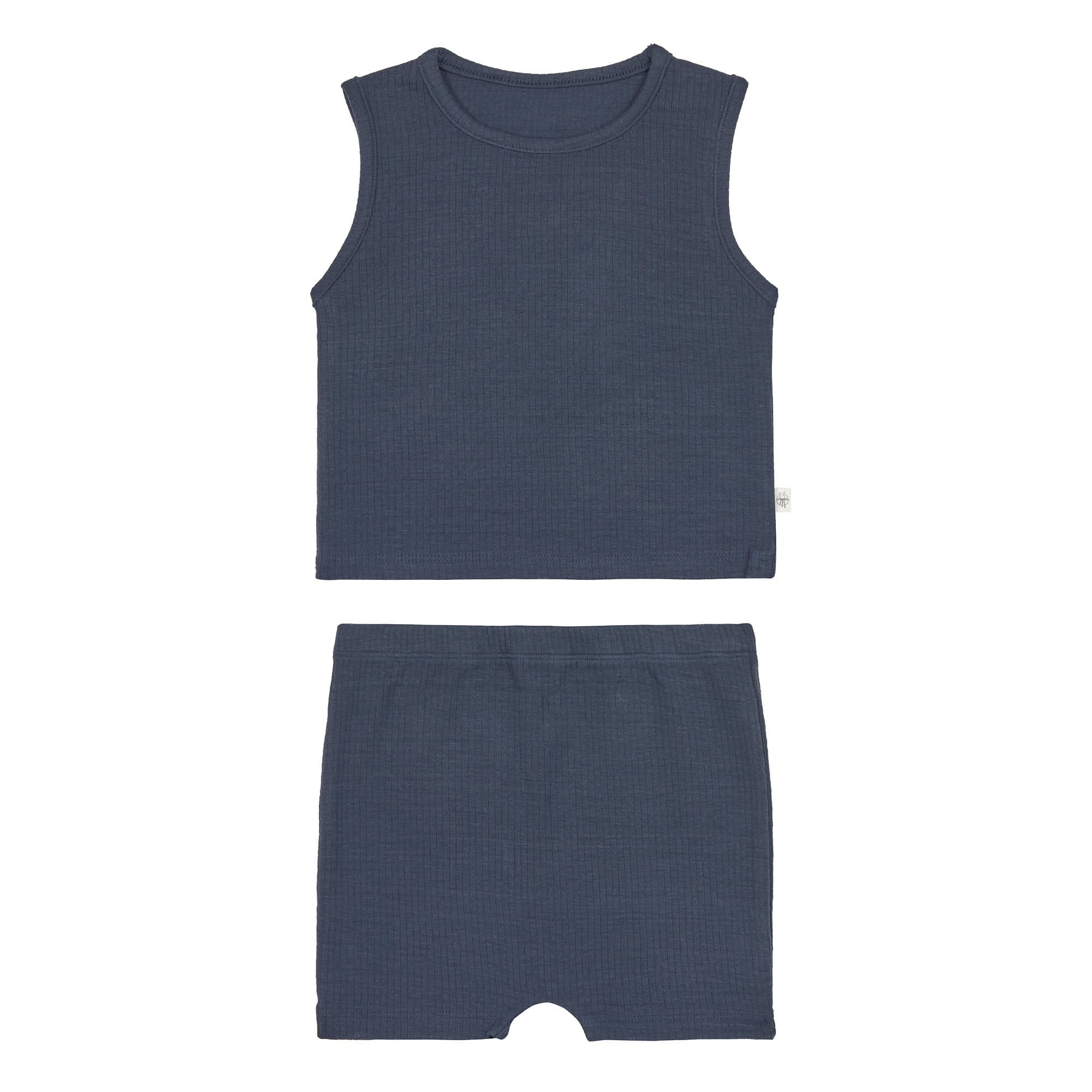 Lässig Sleeveless Set Lyocell Ribbed navy