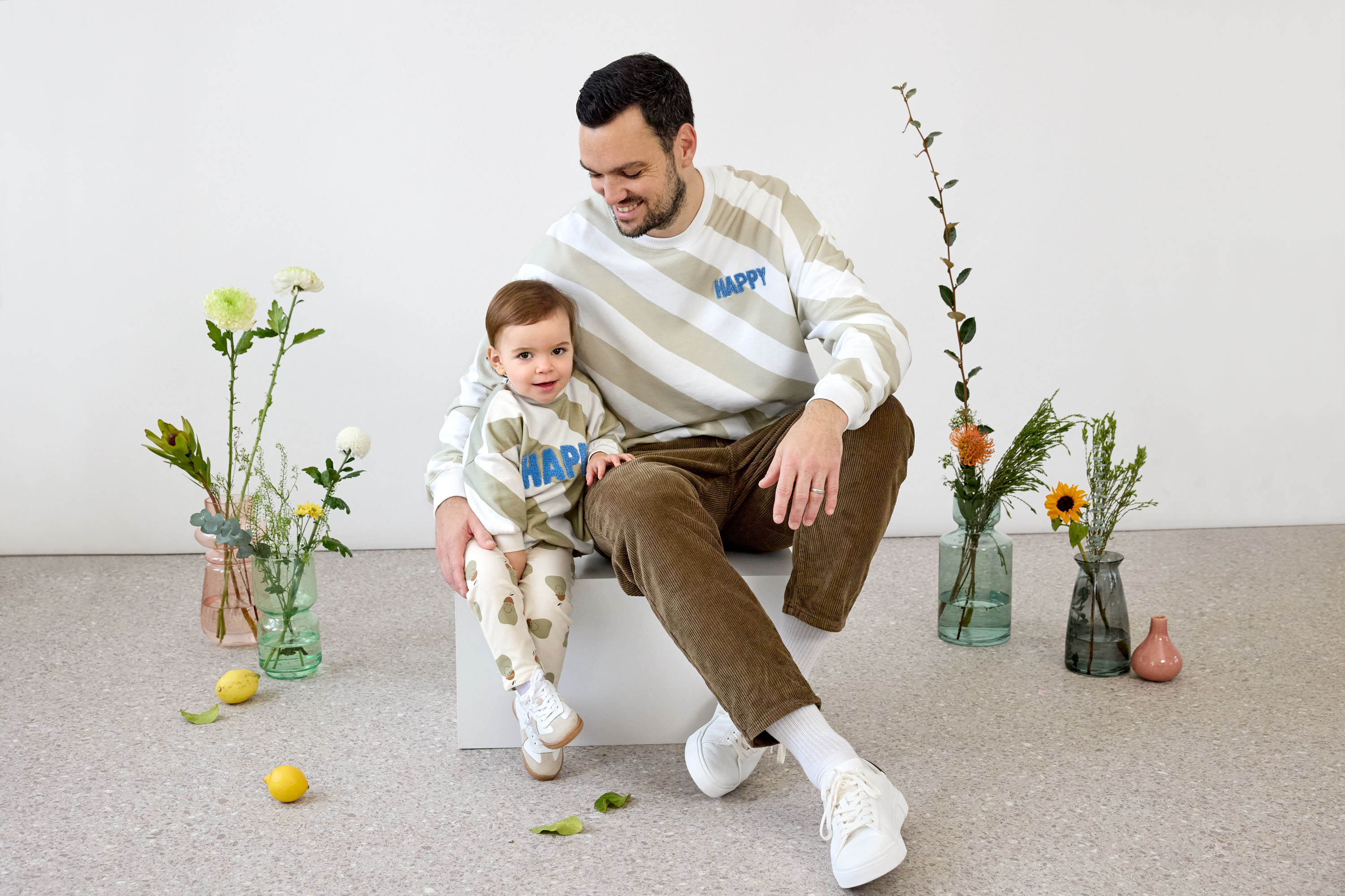 Lässig Sweatshirt unisex GOTS Happy milky/li khaki S - 6