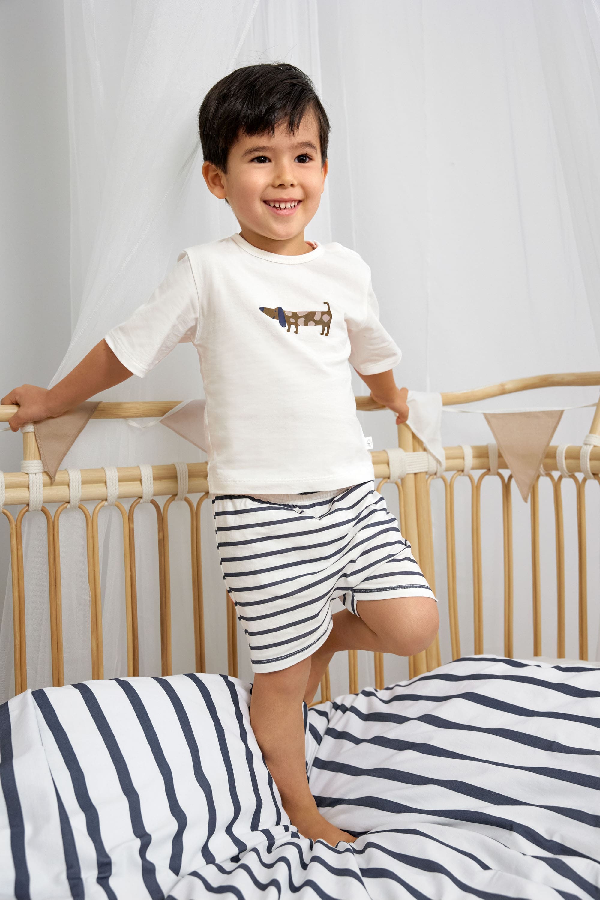 Lässig Short Sleeve Set GOTS Dog milky/navy - 3