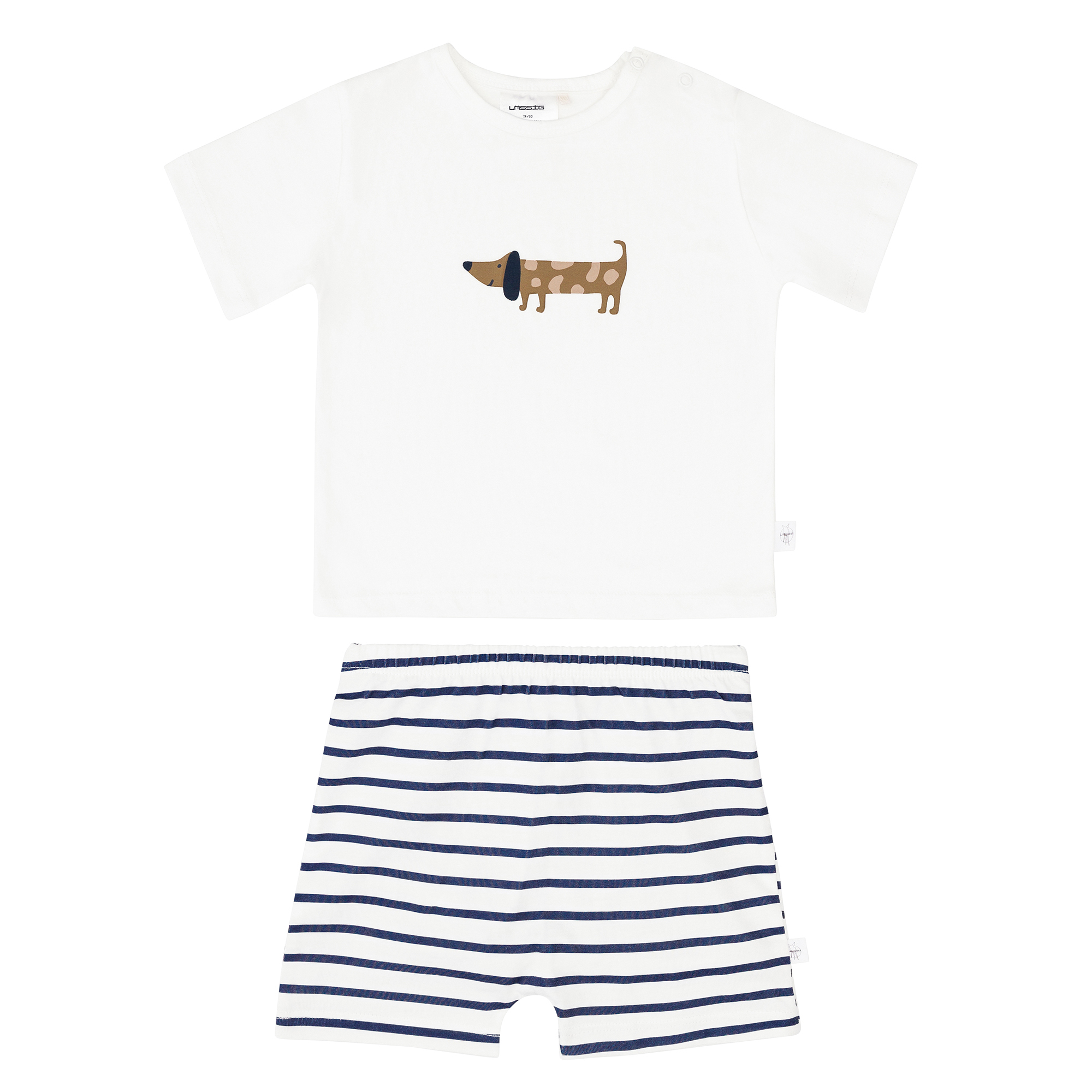 Lässig Short Sleeve Set GOTS Dog milky/navy