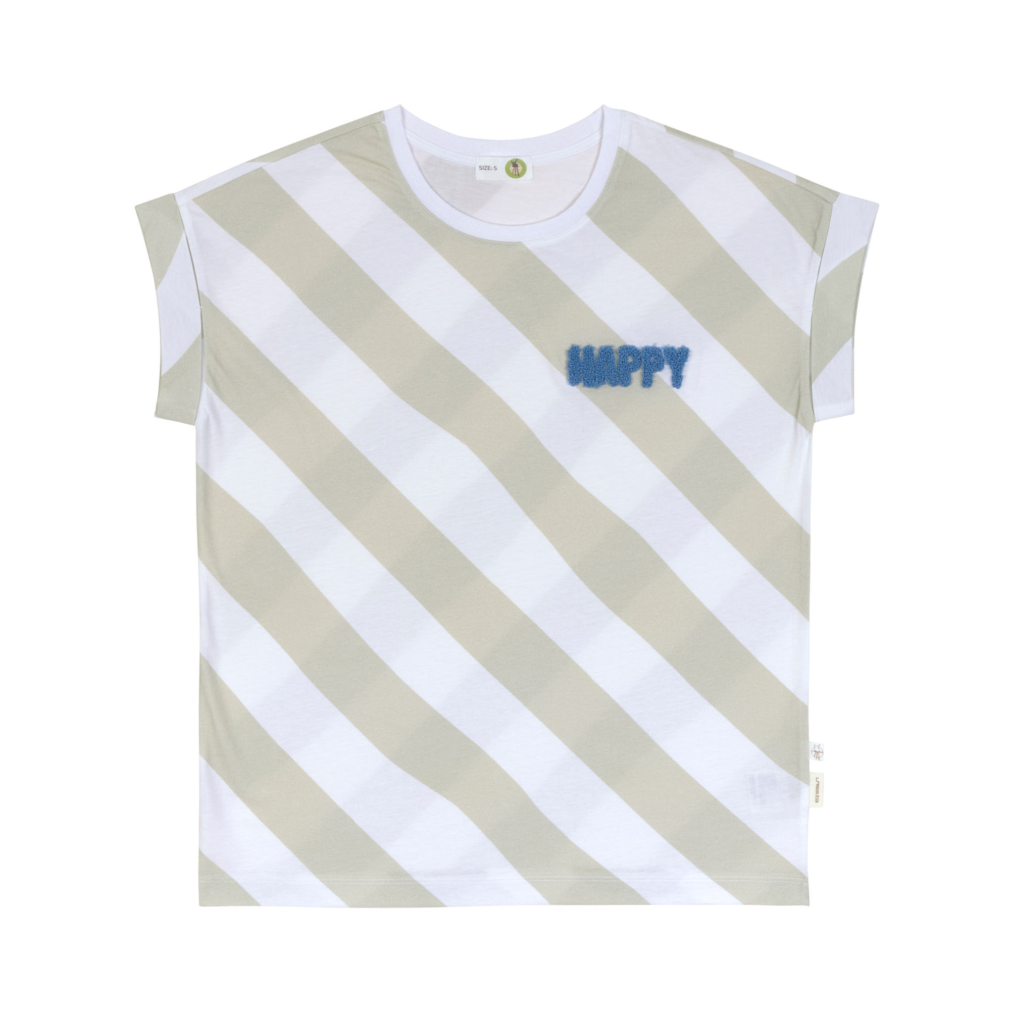 Lässig T-Shirt female GOTS Happy milky/light khaki S