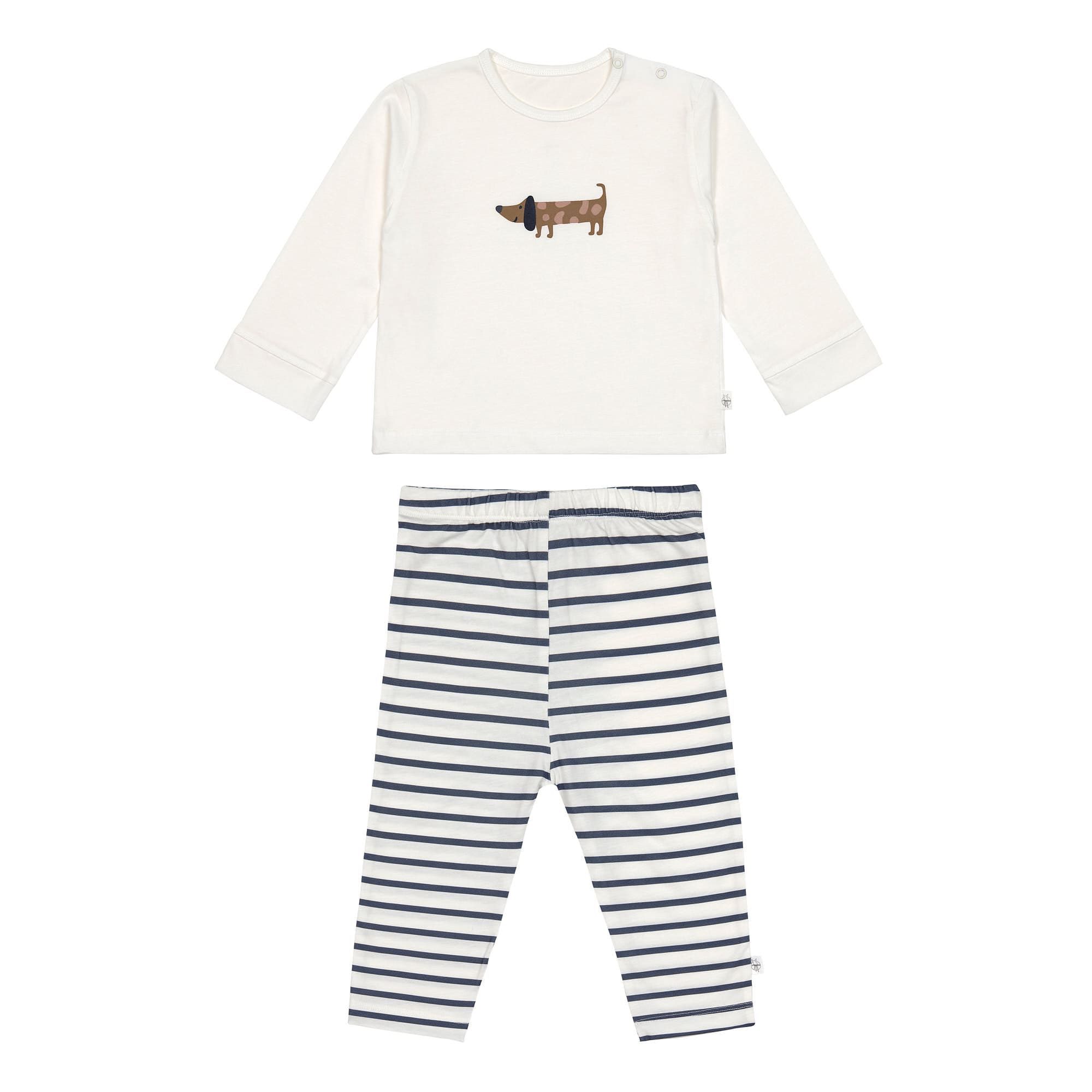 Lässig Long Sleeve Set GOTS Dog milky/navy
