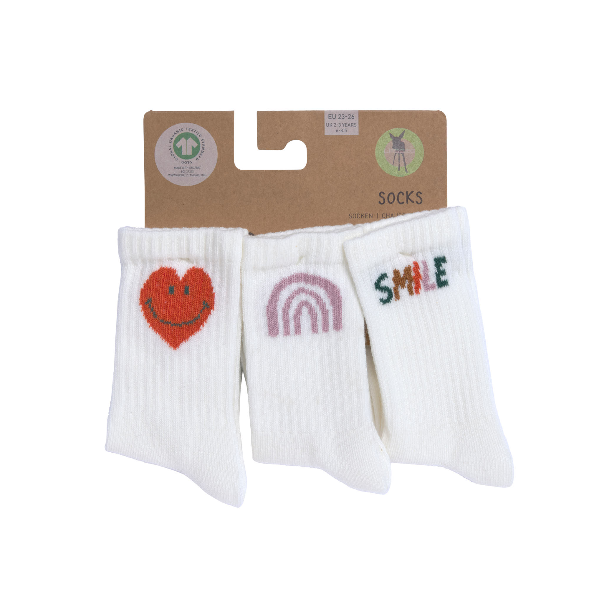 Lässig Tennis Socks 3 pcs GOTS Little Gang Smile