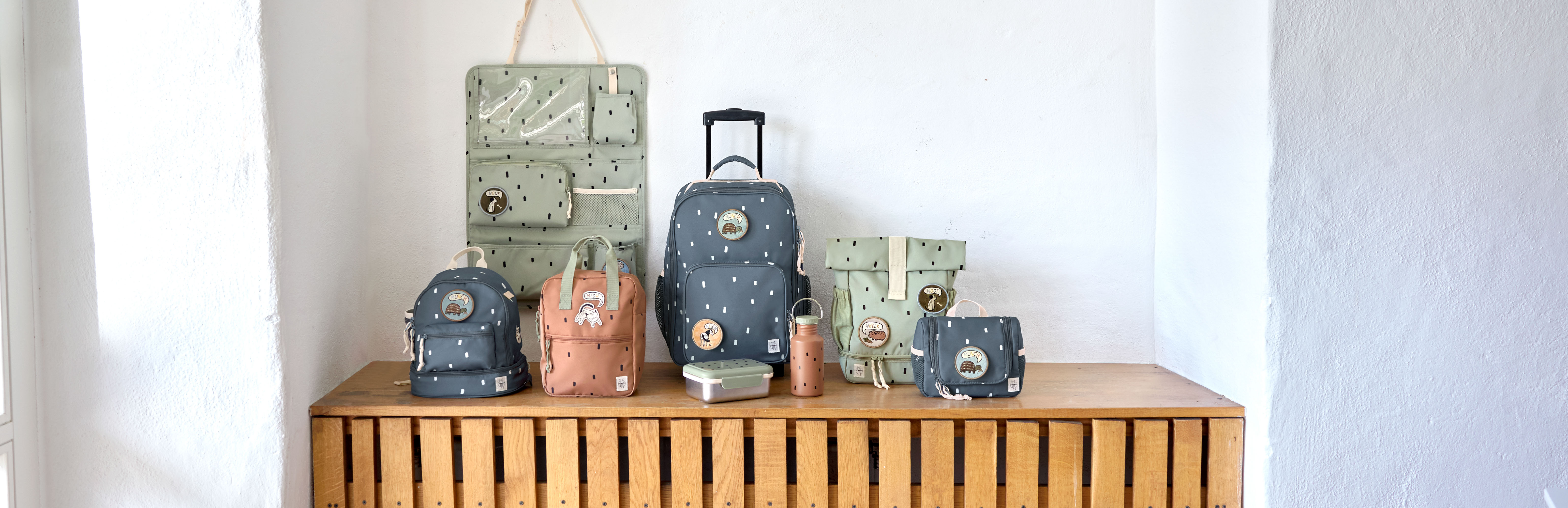 Lässig Mini Rolltop Backpack Happy Prints light olive