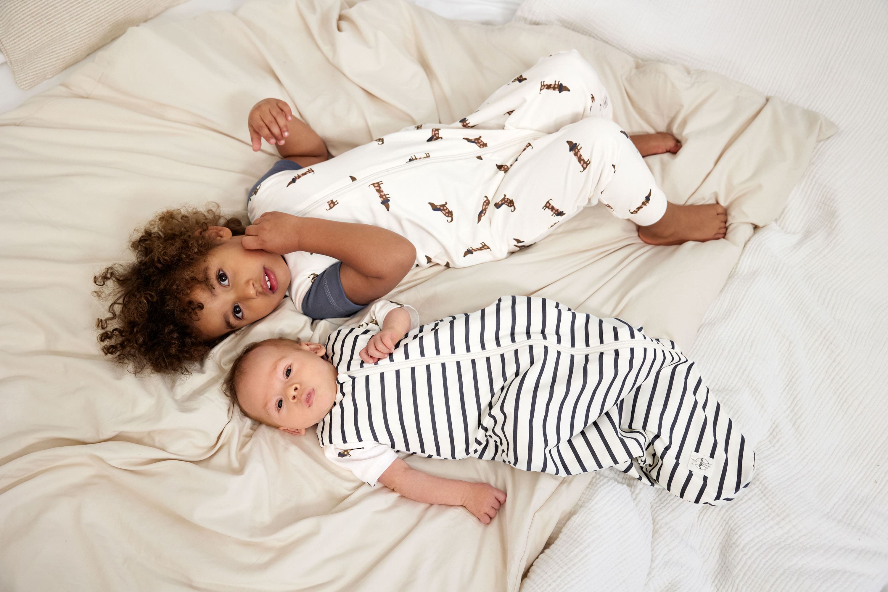 Lässig Sleeping Bag Jersey GOTS Striped milky/navy - 2