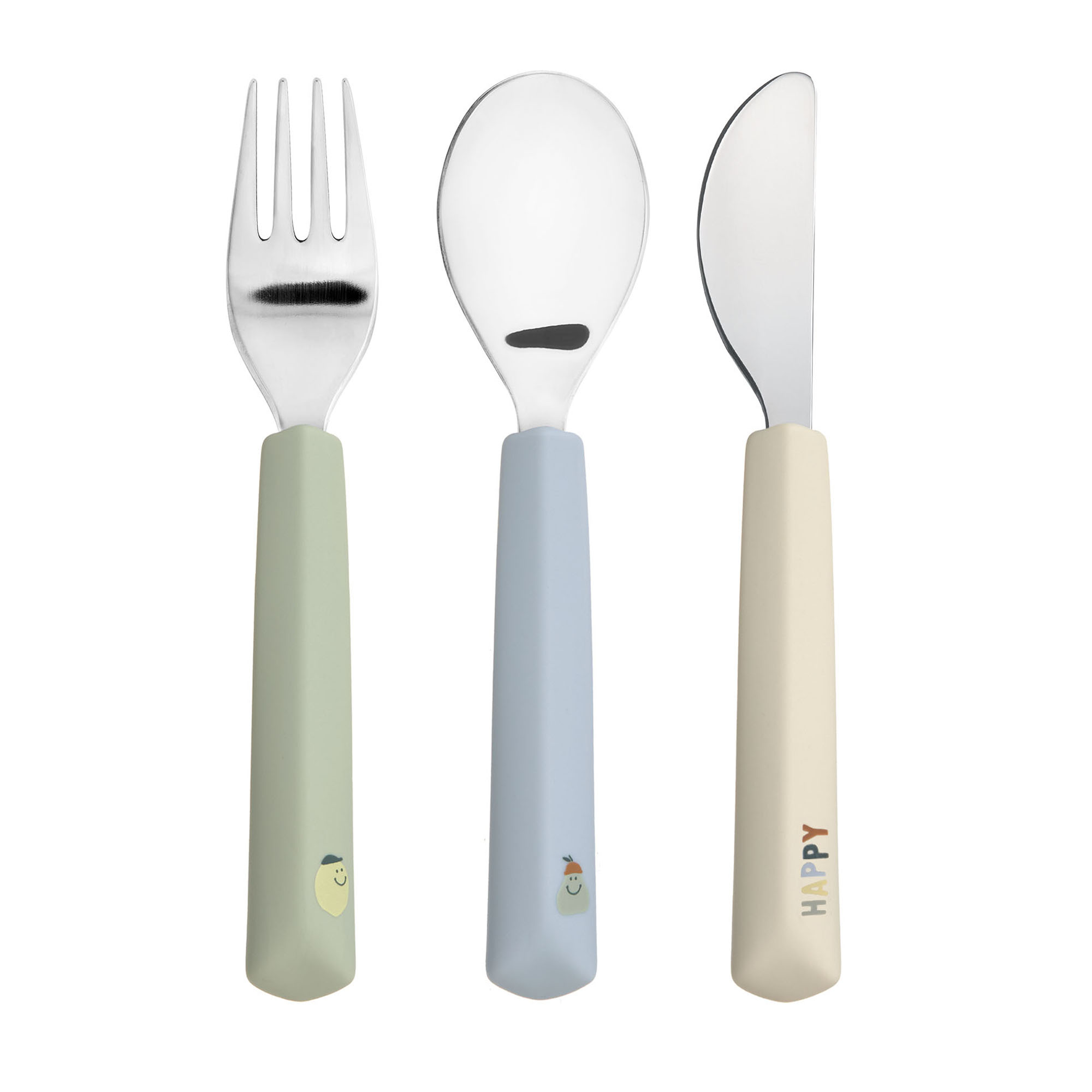 Lässig Cutlery w. Silicone Handle 3pc Happy Fruits Lemon