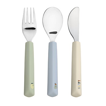 Lässig Cutlery w. Silicone Handle 3pc Happy Fruits Lemon