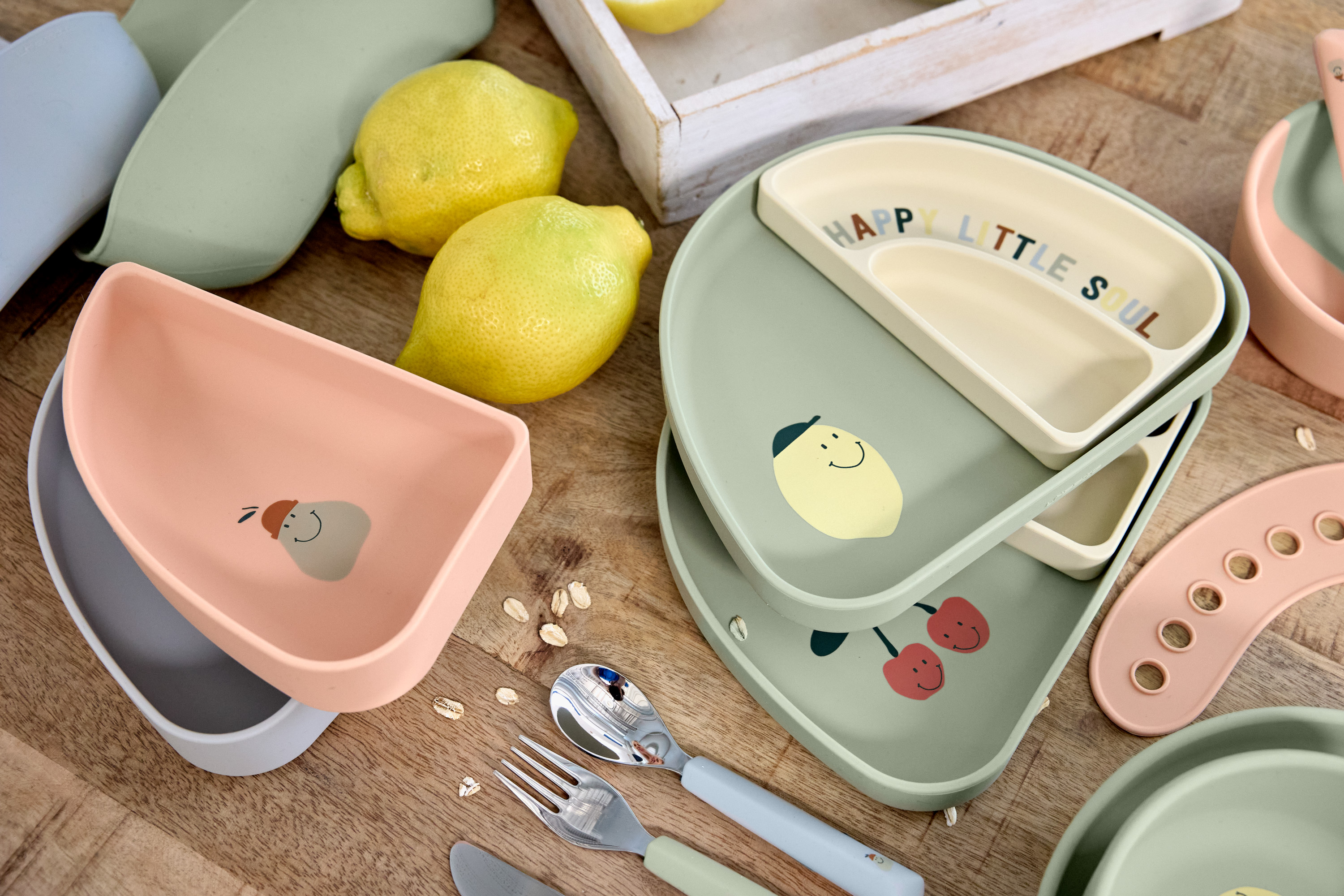 Lässig Silicone Section Dish Set 3 pc Happy Fruits Lemon - 6