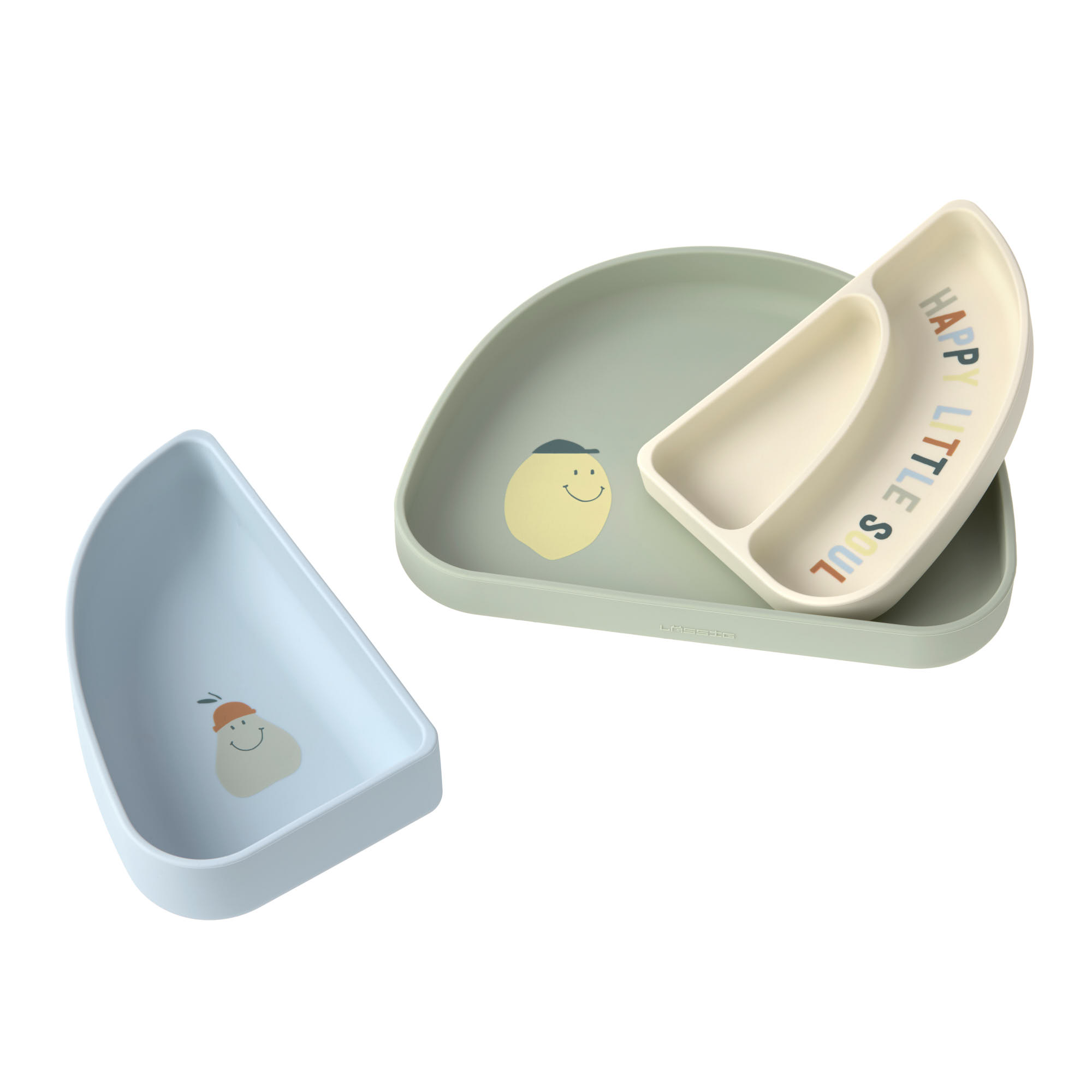 Lässig Silicone Section Dish Set 3 pc Happy Fruits Lemon