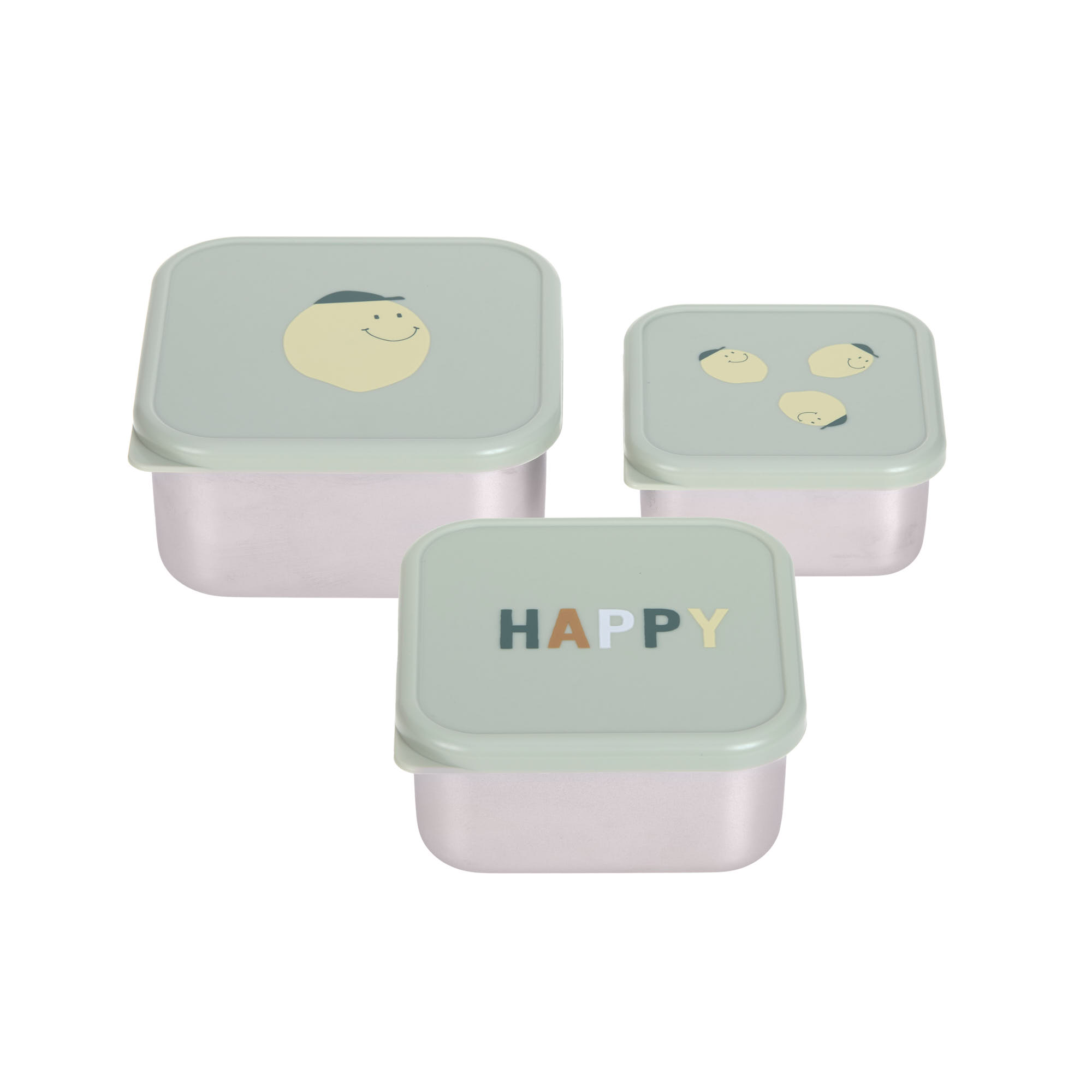 Lässig Snackbox Stainless Steel 3 pcs Happy Fruits Lemon