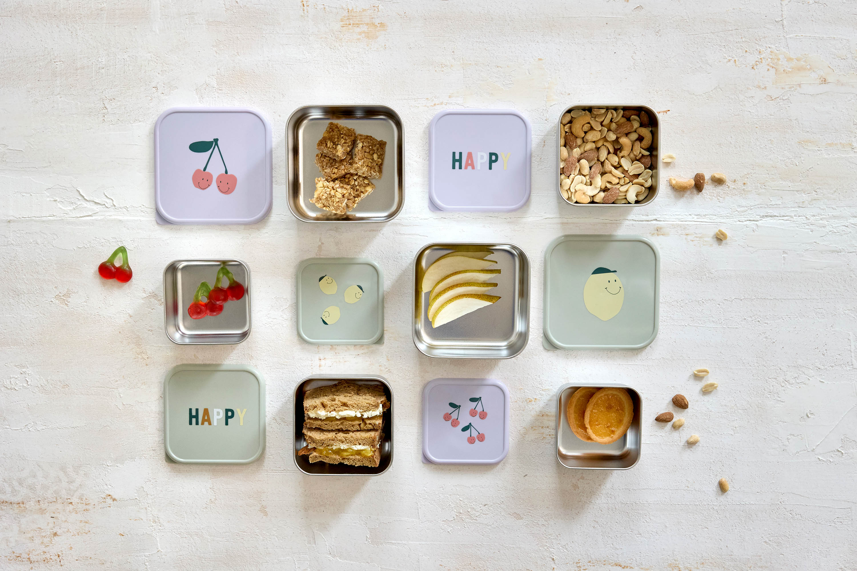 Lässig Snackbox Stainless Steel 3 pcs Happy Fruits Lemon - 2