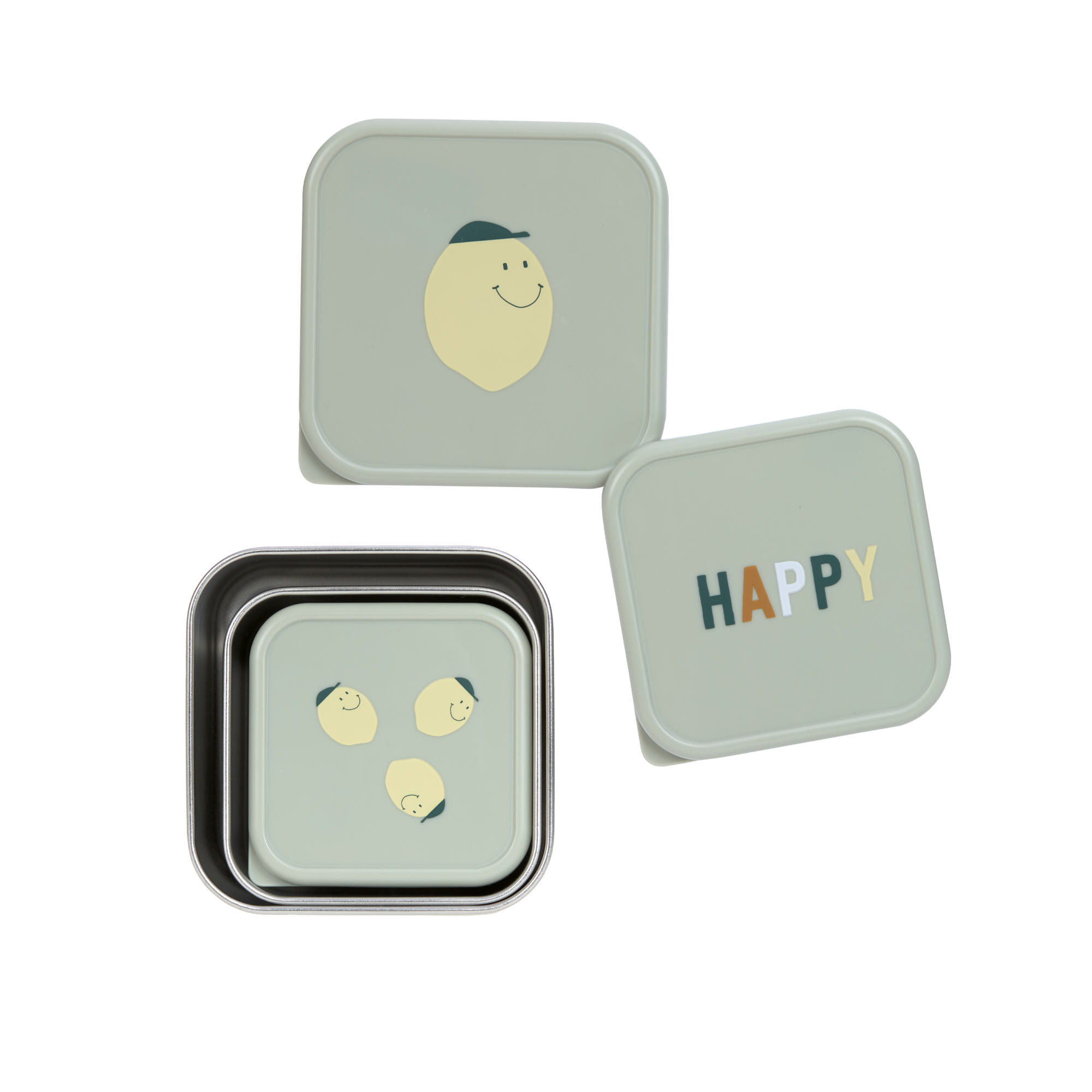 Lässig Snackbox Stainless Steel 3 pcs Happy Fruits Lemon - 4