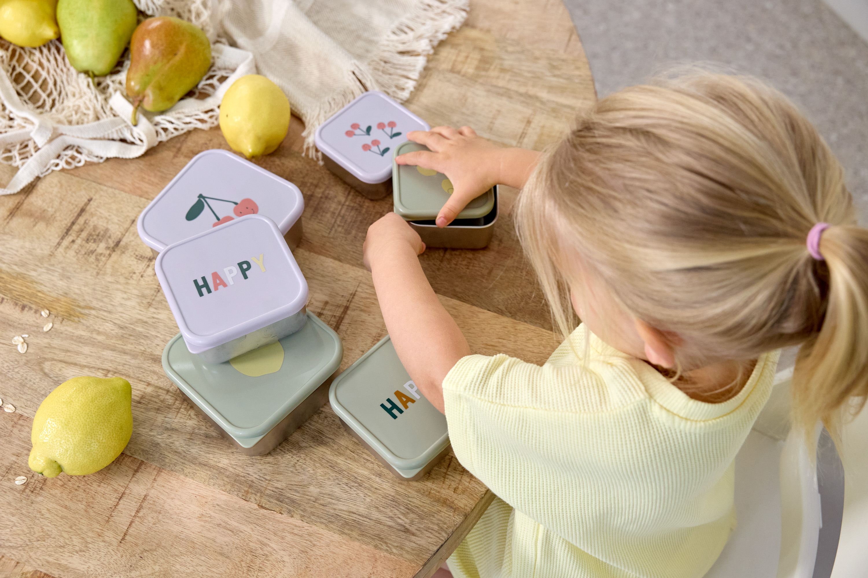 Lässig Snackbox Stainless Steel 3 pcs Happy Fruits Lemon - 6