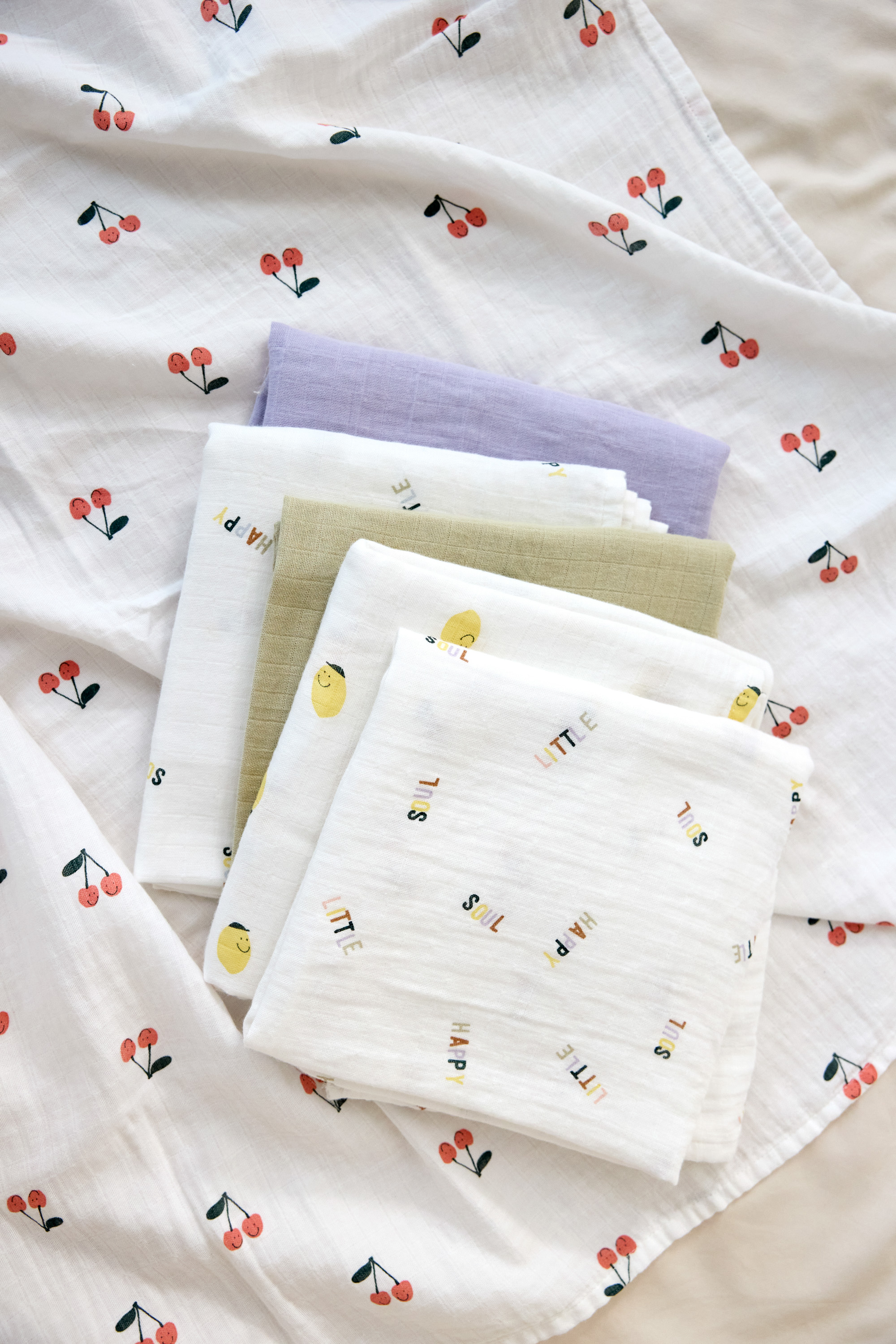 Lässig Swaddle & Burp Blank L GOTS Happy Fruits Cherry - 11