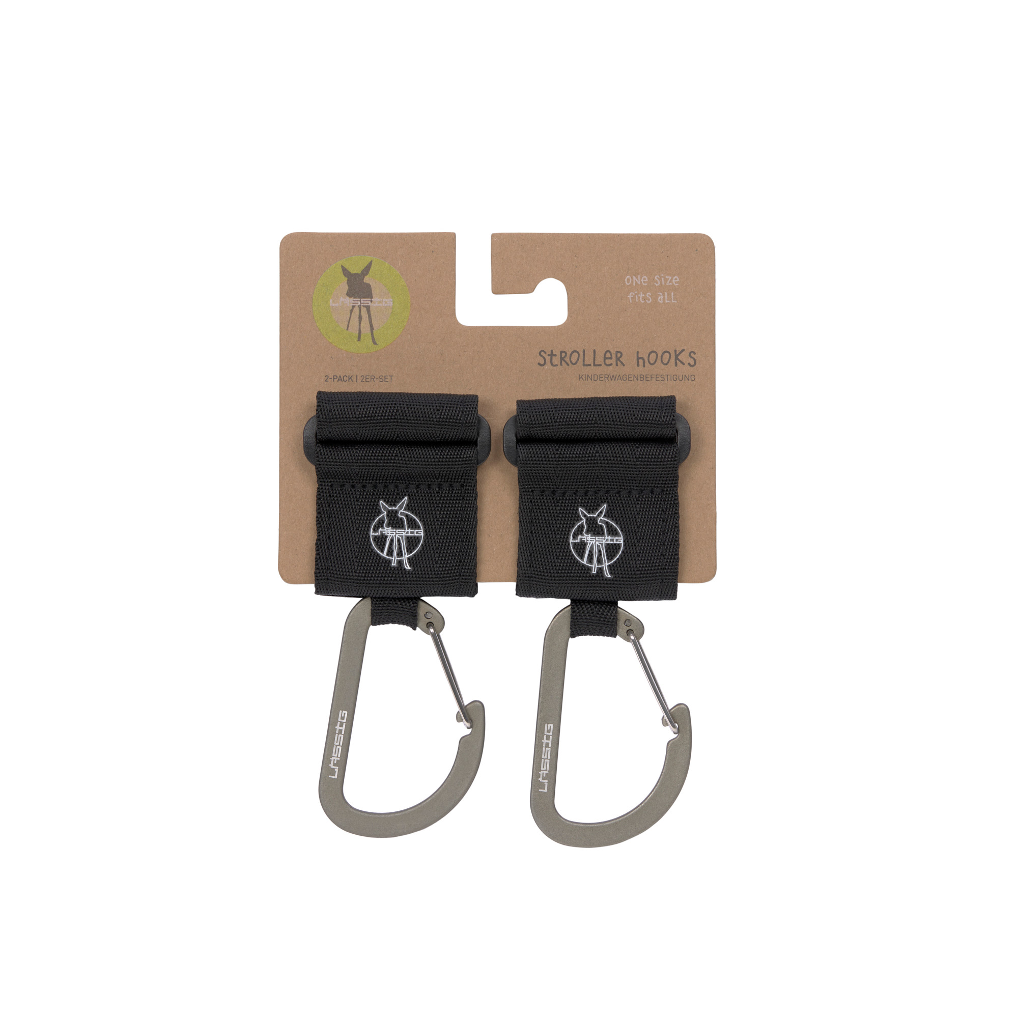 Lässig CAS Stroller Hooks with Carabiner 2 pack black