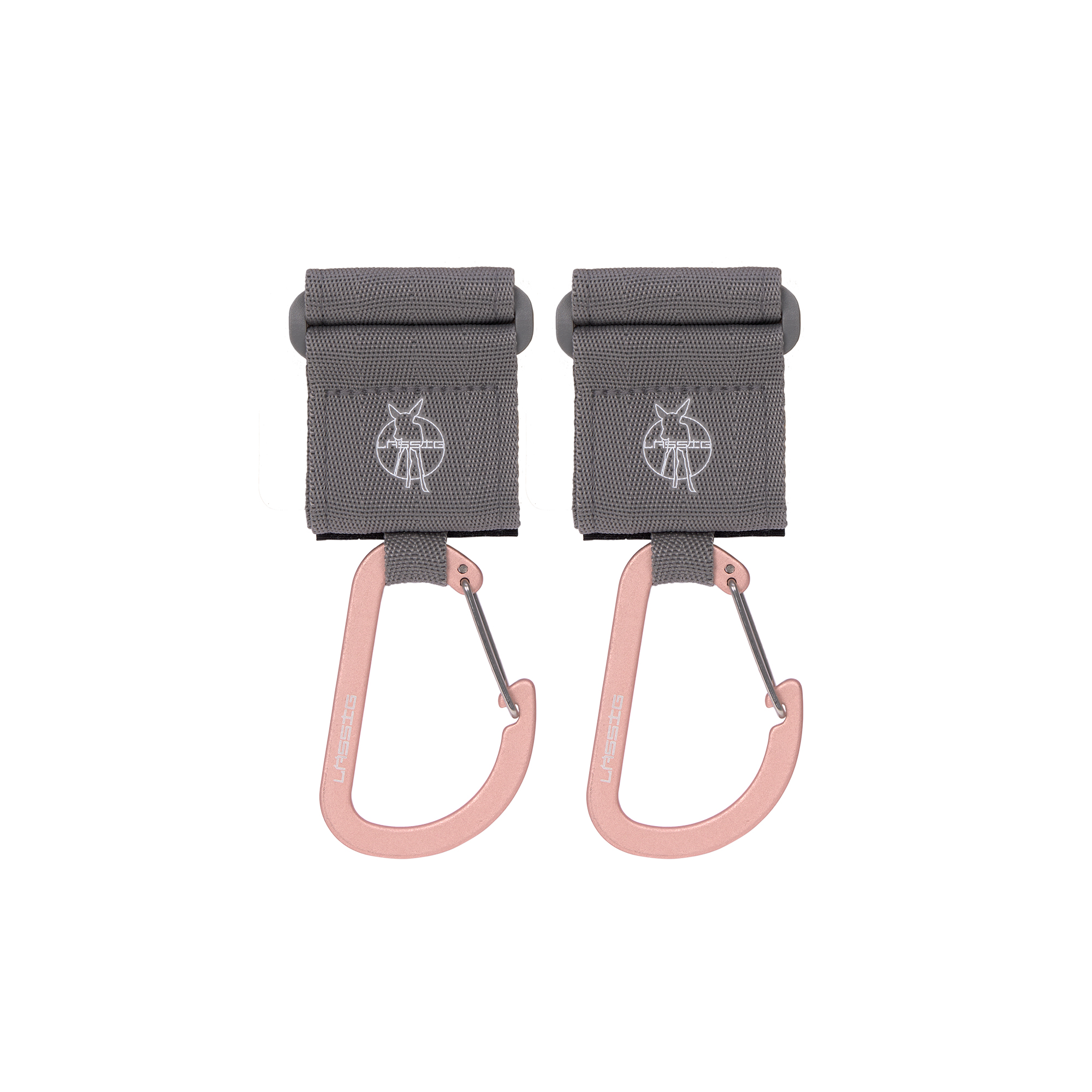 Lässig CAS Stroller Hooks with Carabiner 2 pack grey