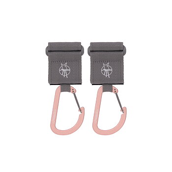 Lässig CAS Stroller Hooks with Carabiner 2 pack grey