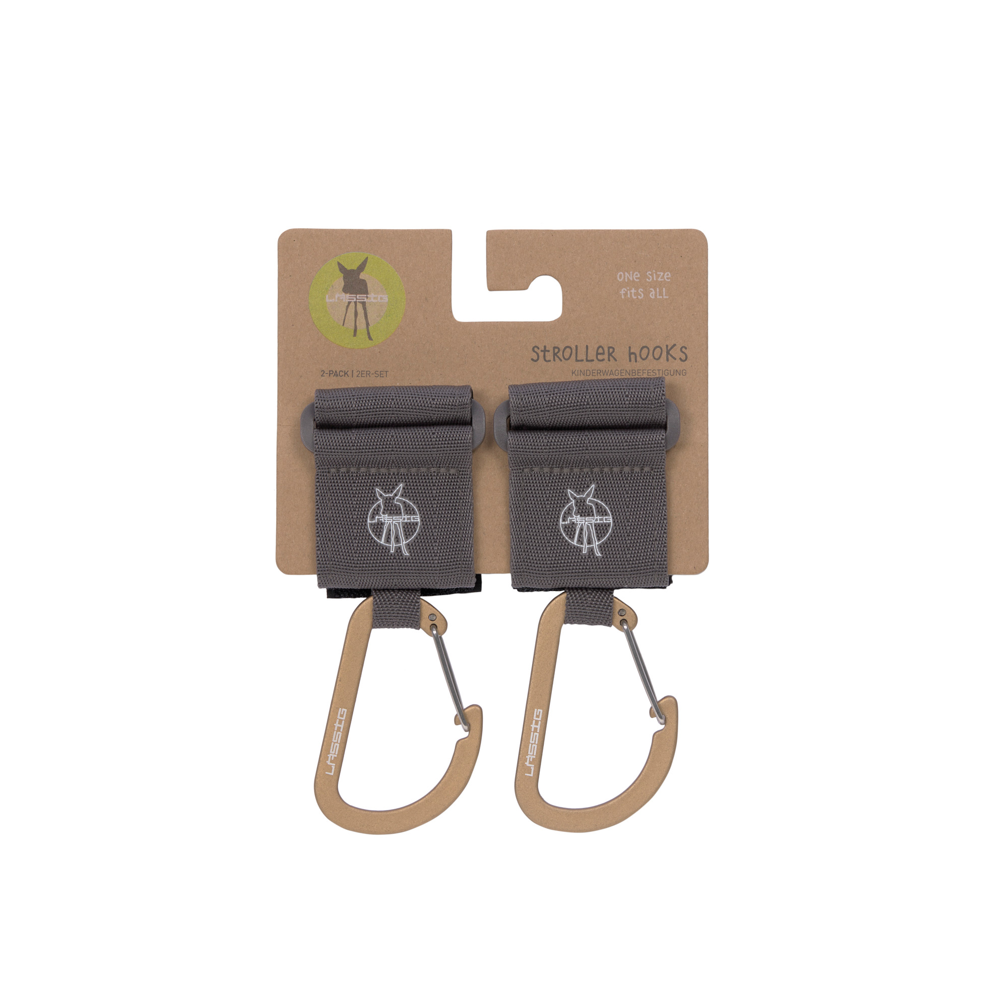 Lässig CAS Stroller Hooks with Carabiner 2 pack anthracite - 4