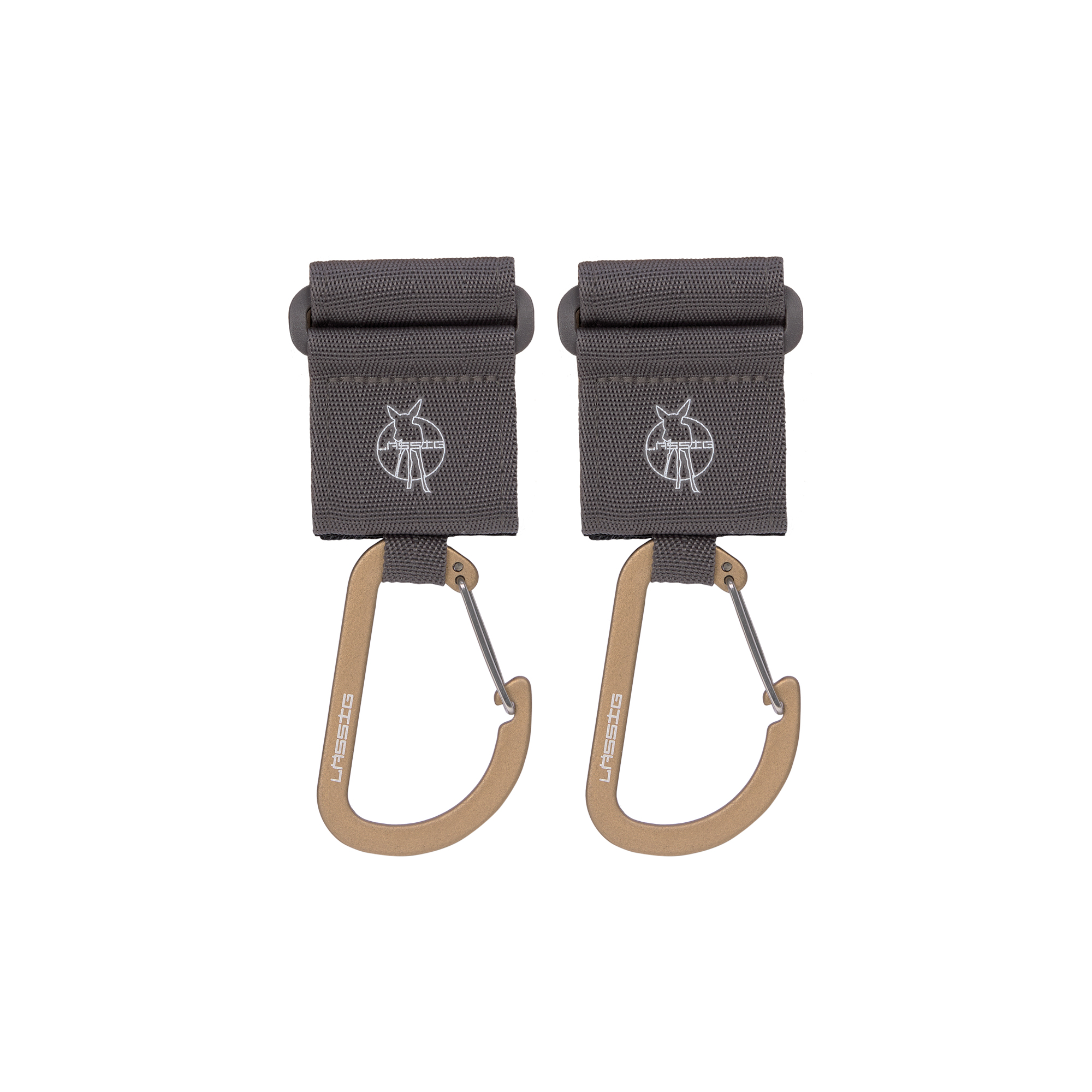 Lässig CAS Stroller Hooks with Carabiner 2 pack anthracite