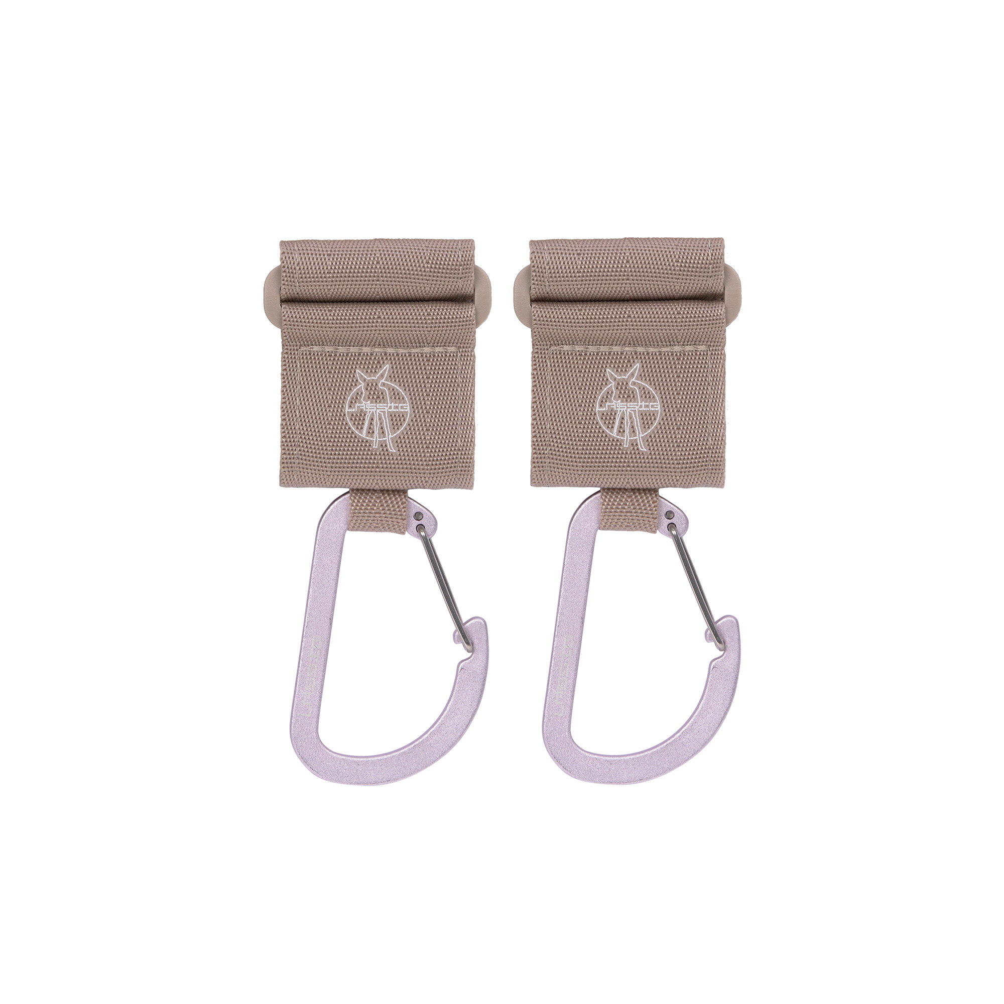Lässig CAS Stroller Hooks with Carabiner 2 pack beige