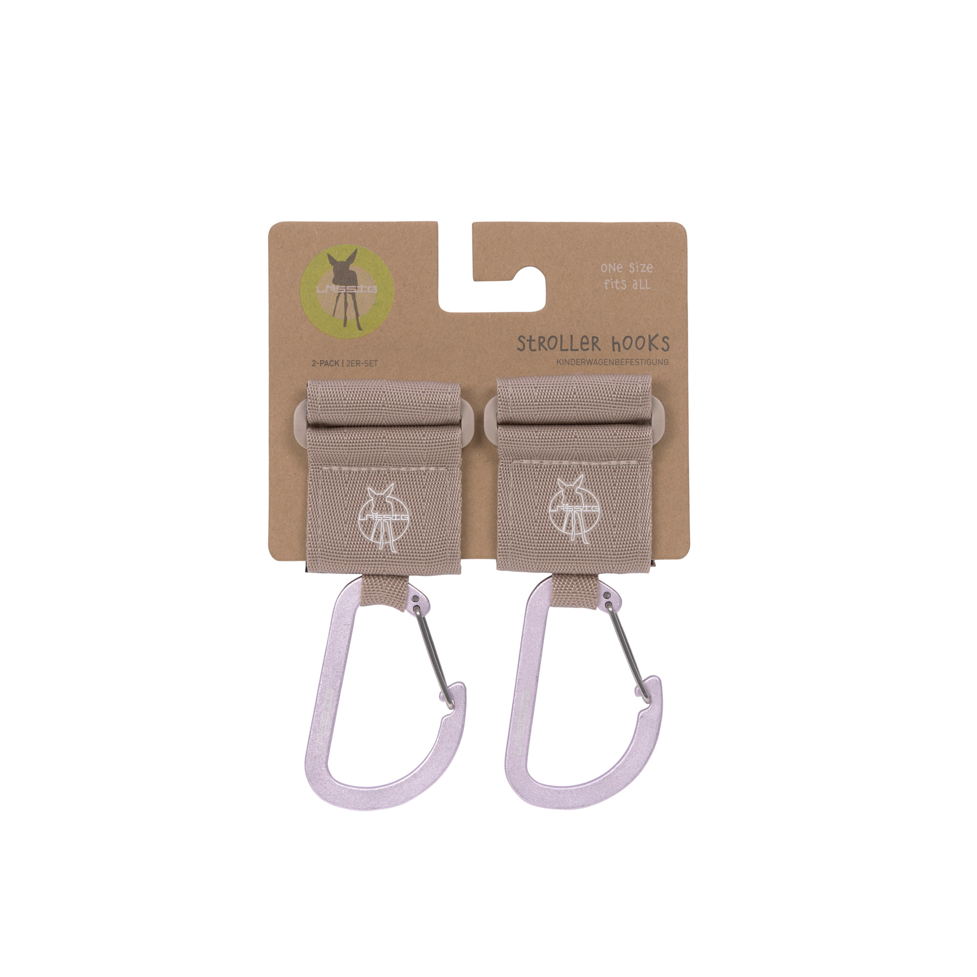 Lässig CAS Stroller Hooks with Carabiner 2 pack beige - 4