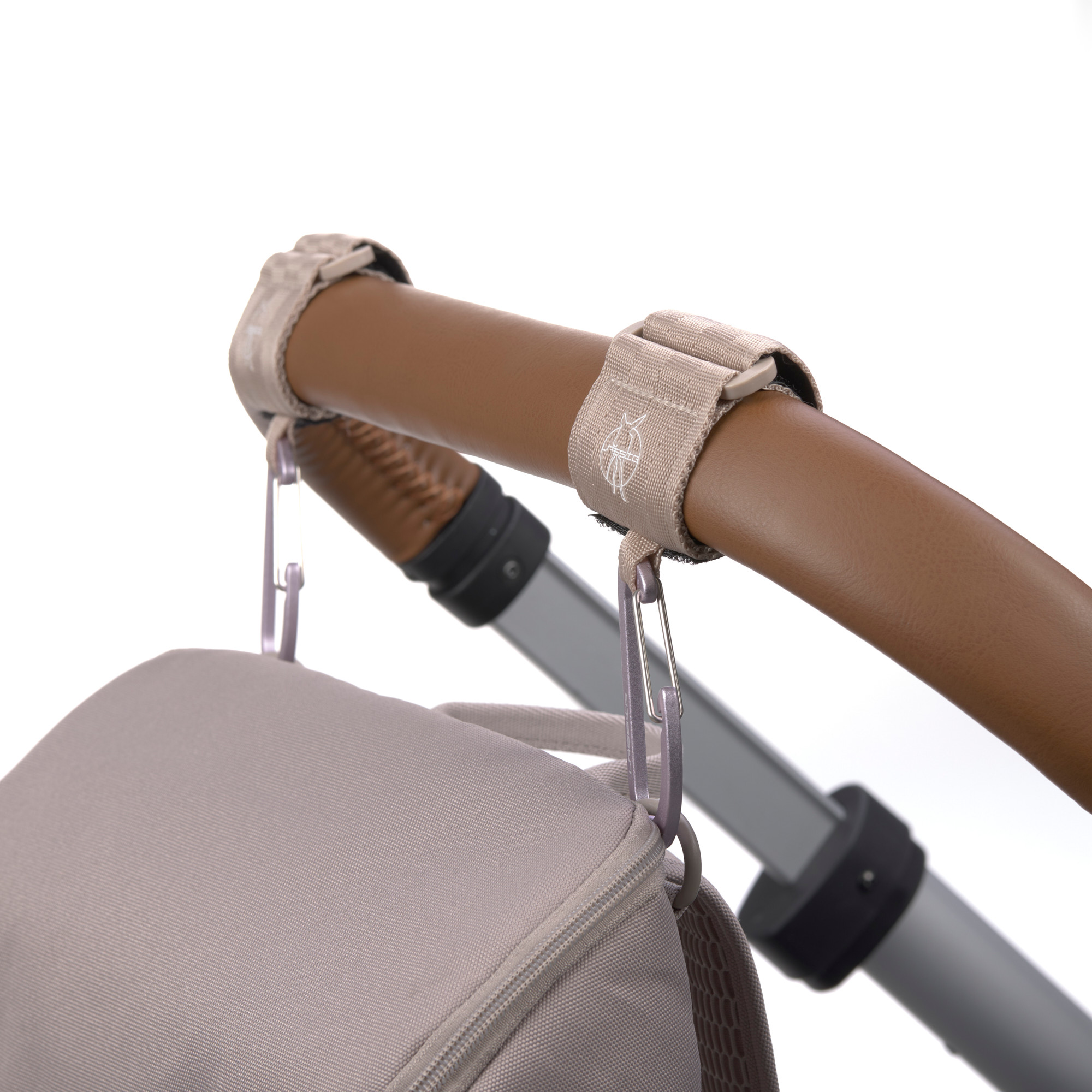 Lässig CAS Stroller Hooks with Carabiner 2 pack beige - 3