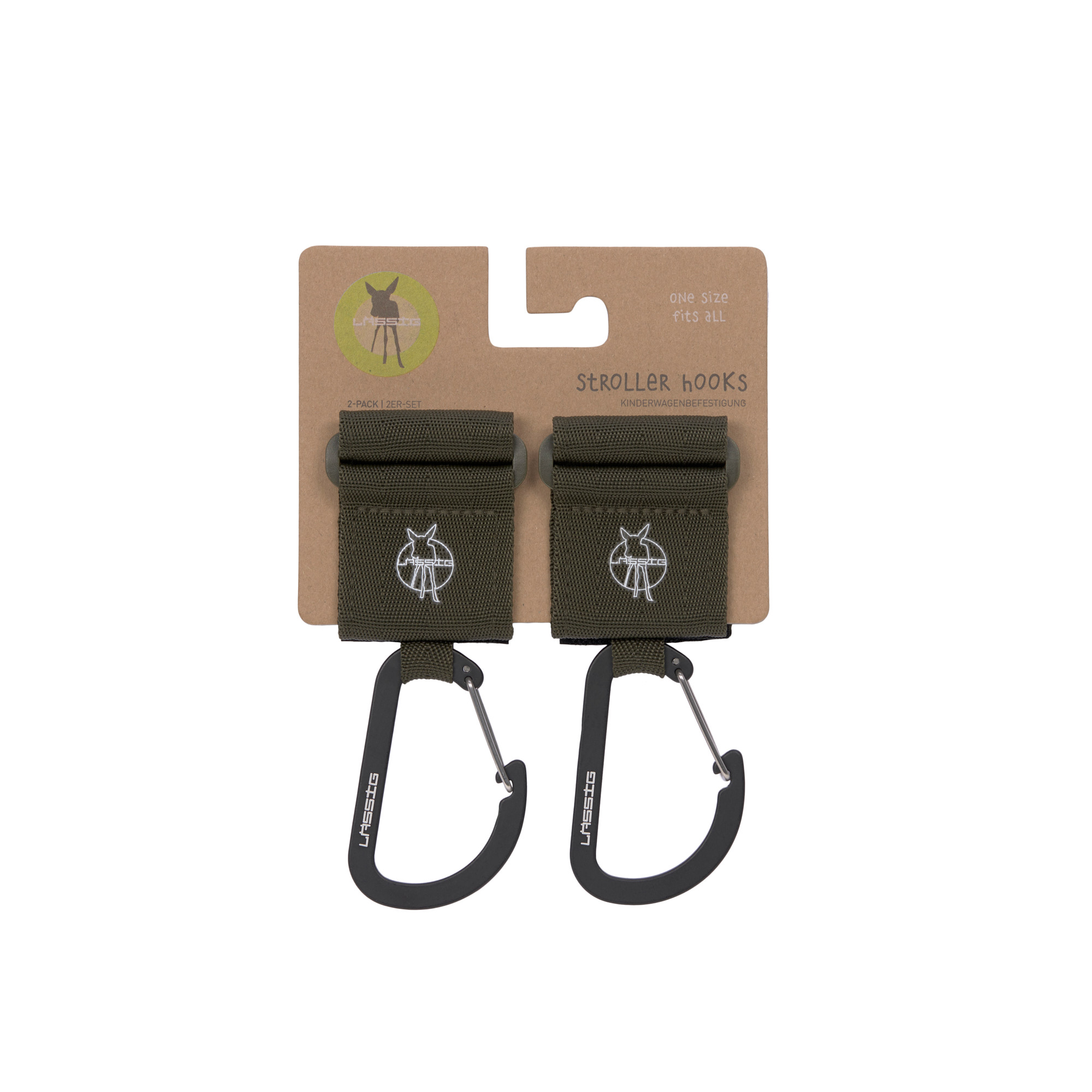 Lässig CAS Stroller Hooks with Carabiner 2 pack olive - 4