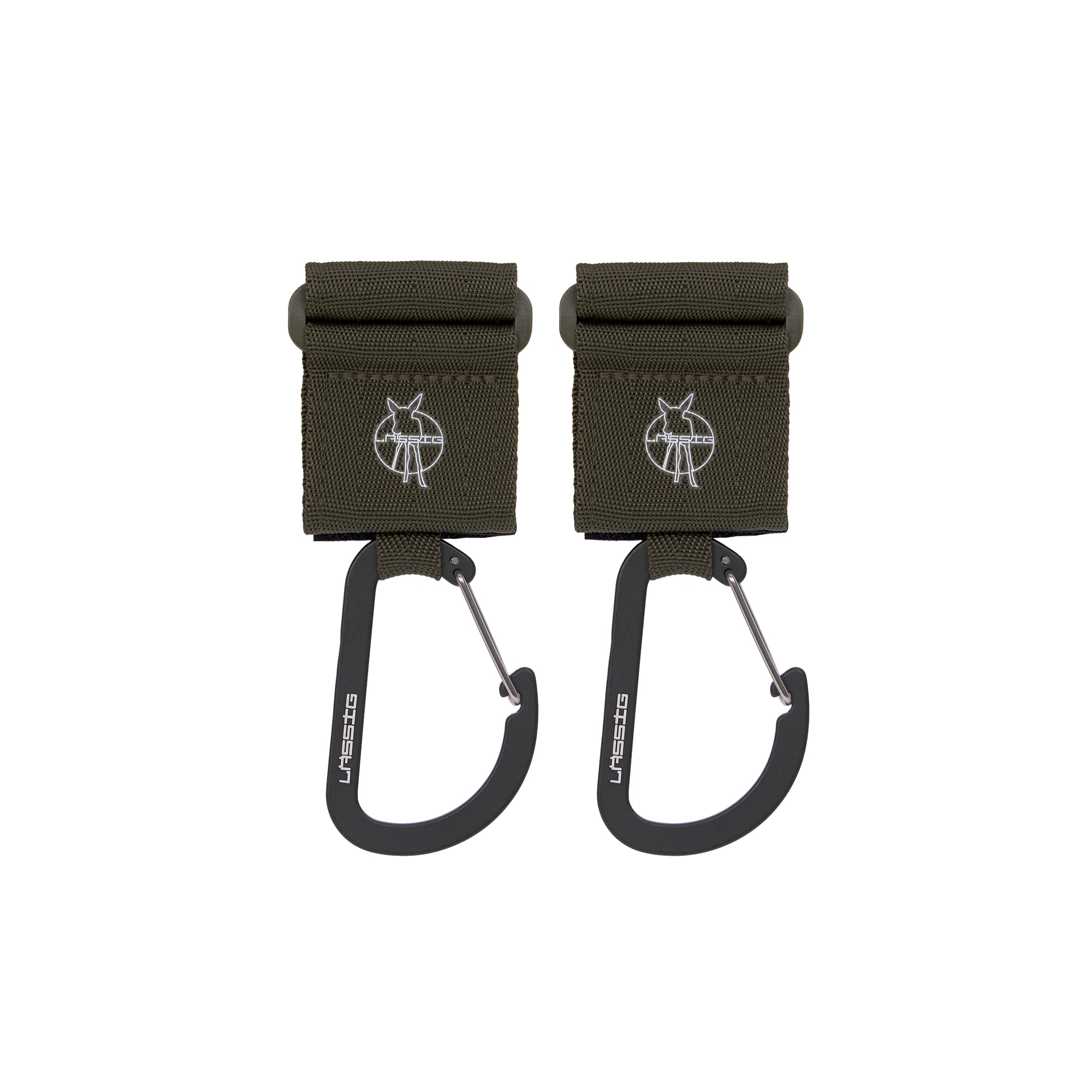 Lässig CAS Stroller Hooks with Carabiner 2 pack olive