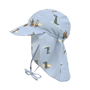 Lässig Sun Prot. Flap Hat Crocodile sky blue, 3-6 months