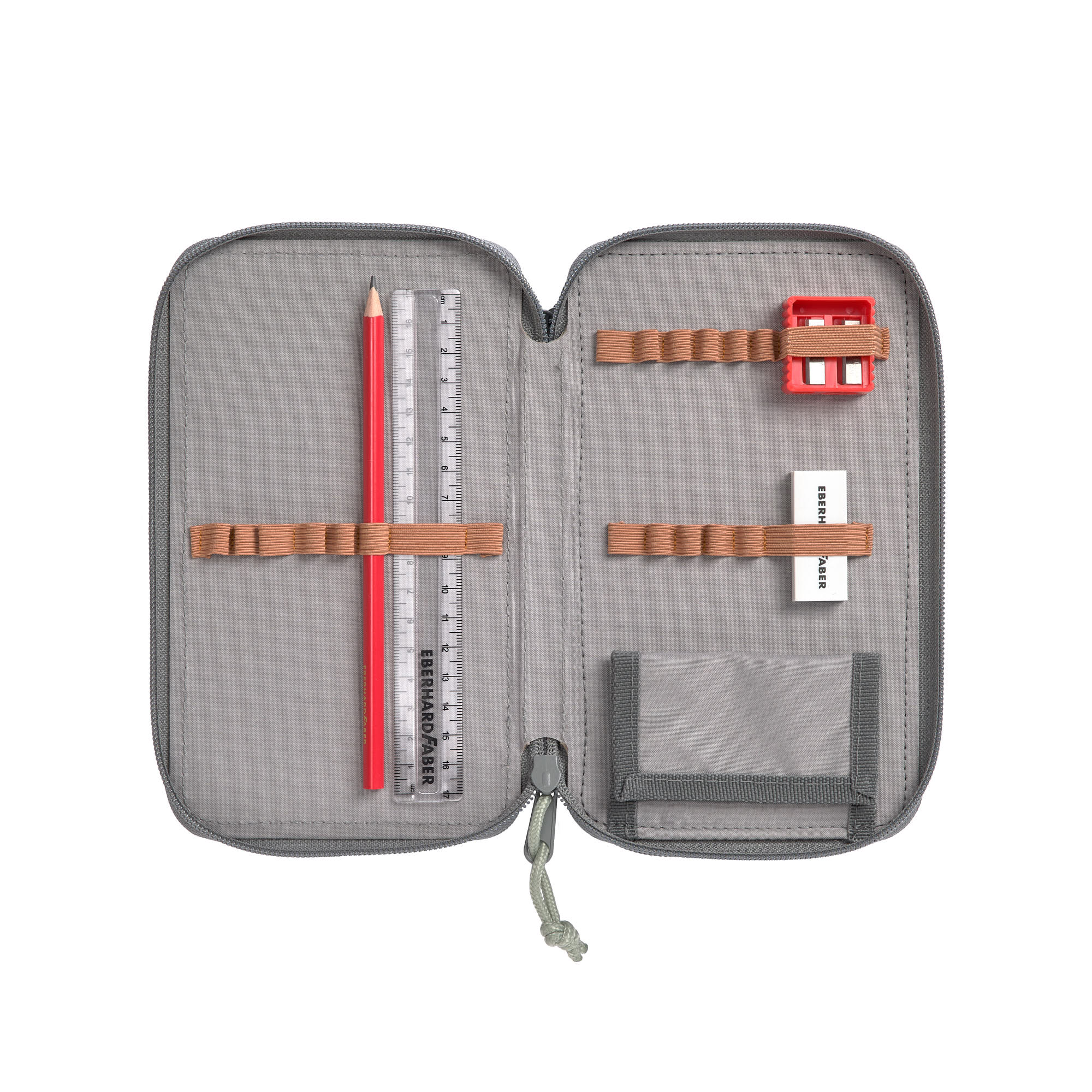 LÄSSIG Etui gevuld 20-delig School Triple Pencil Case Unique, groen, TU EU, pennenetui