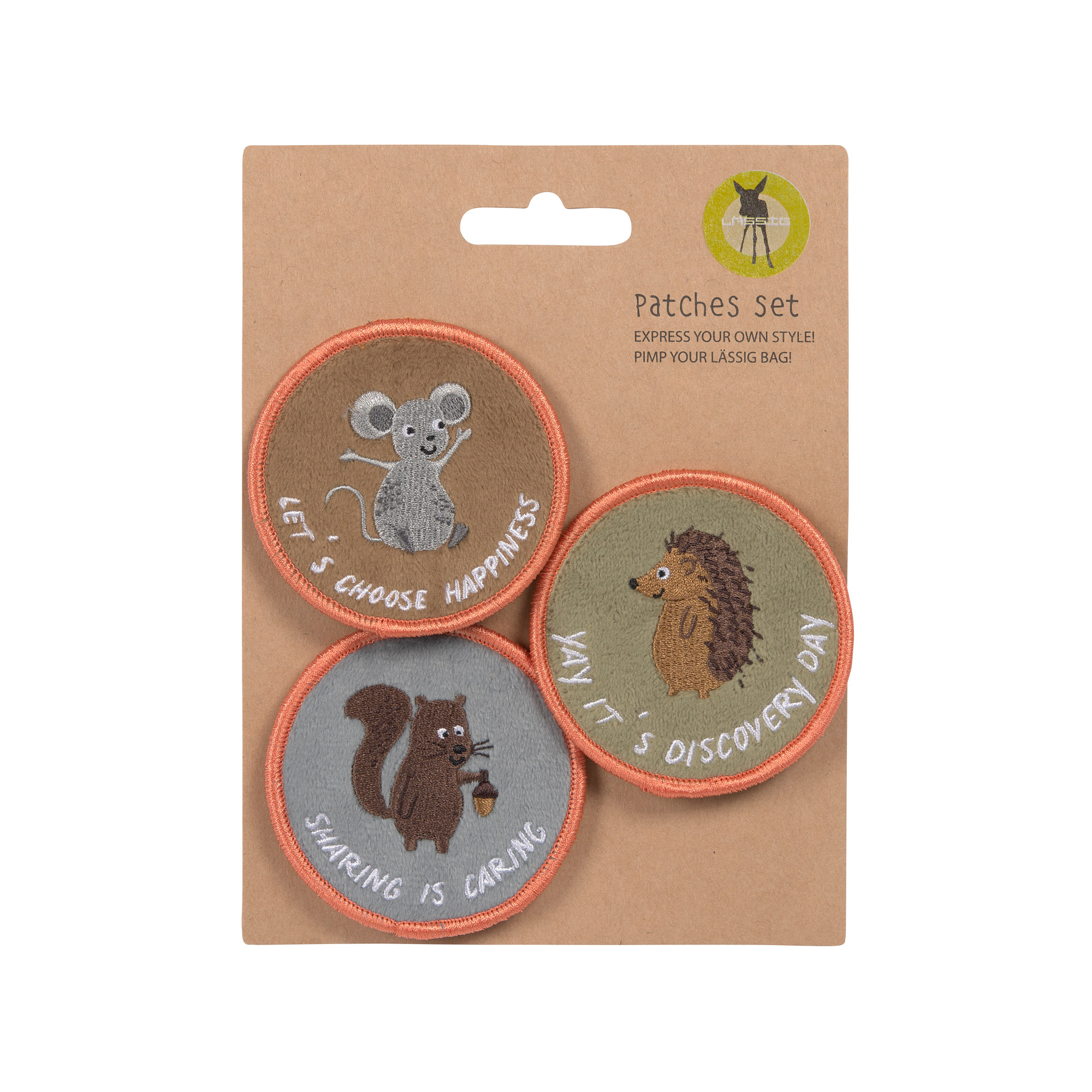 Lässig Patches Set 3 pcs Nature (mouse, beaver, hedgehog)