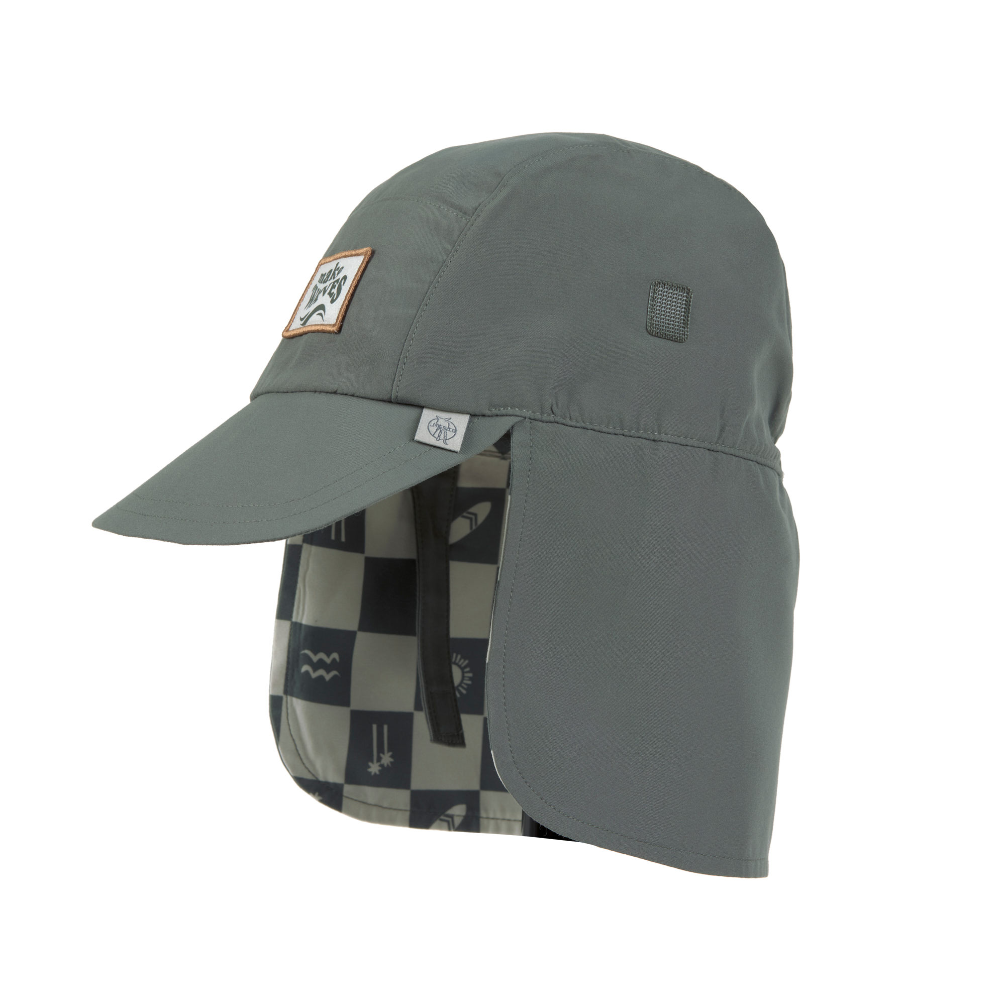 Lässig Foldable Flap Hat Check Pat deep oliv/seasal 3-6 y