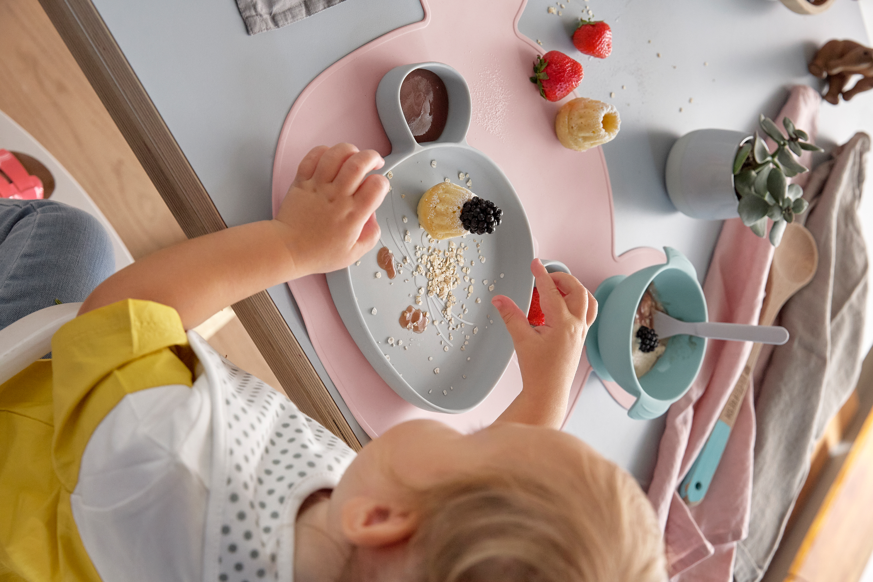 Lässig Section Plate Silicone Little Chums Mouse blue - 3