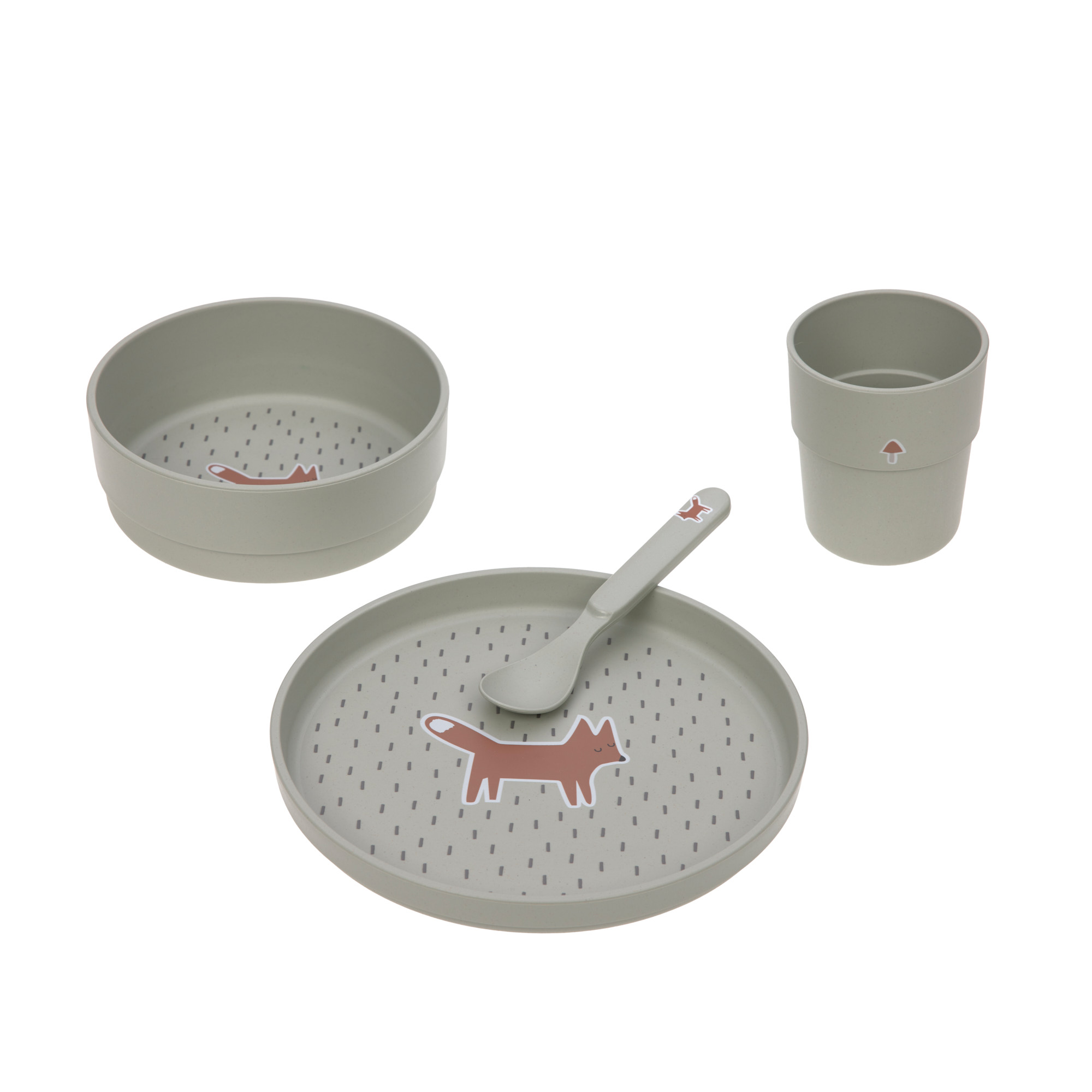 Lässig Dish Set PP/Cellulose Little Forest Fox (Plate, Bowl, Mug, Spoon) - 5