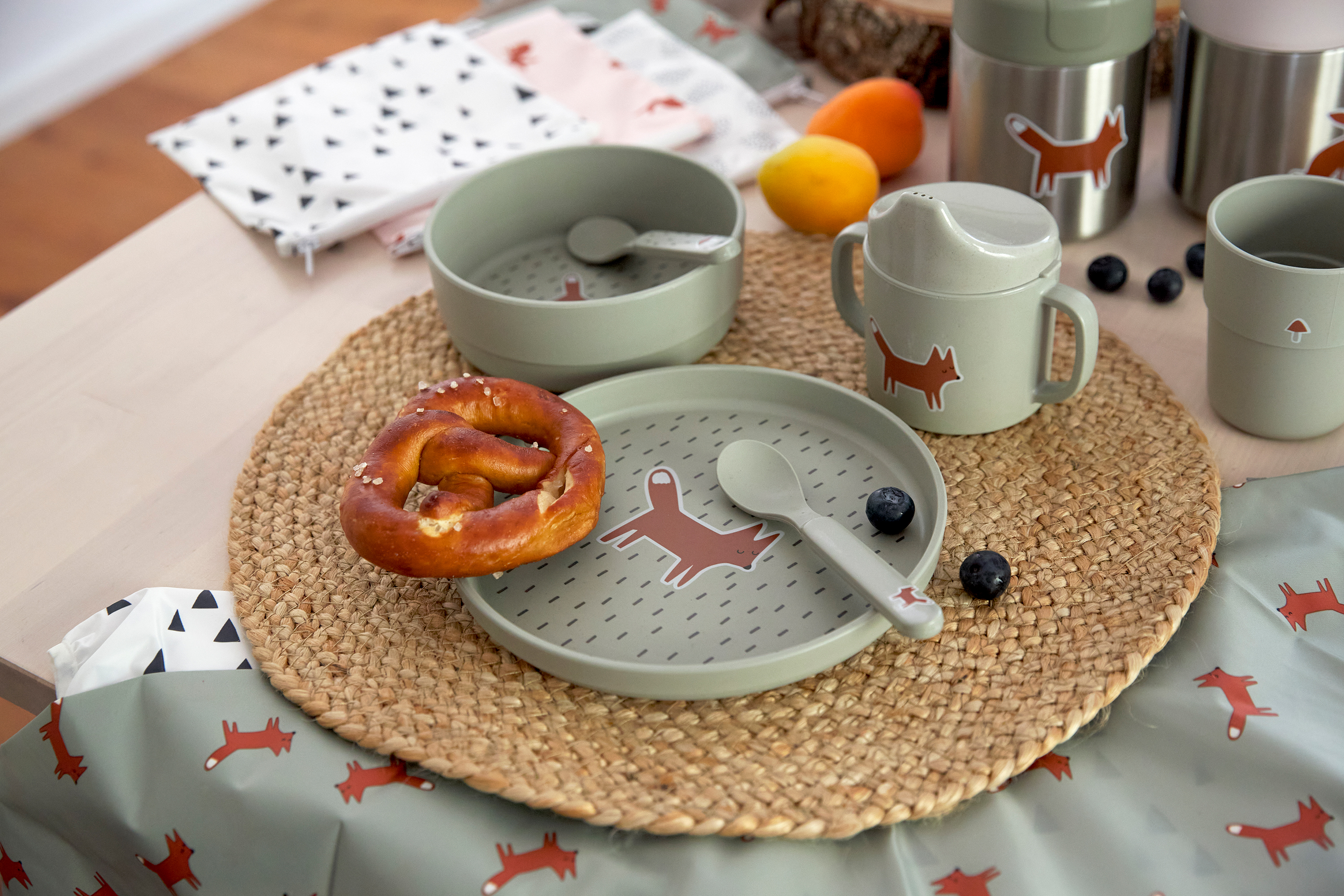 Lässig Dish Set PP/Cellulose Little Forest Fox (Plate, Bowl, Mug, Spoon) - 10