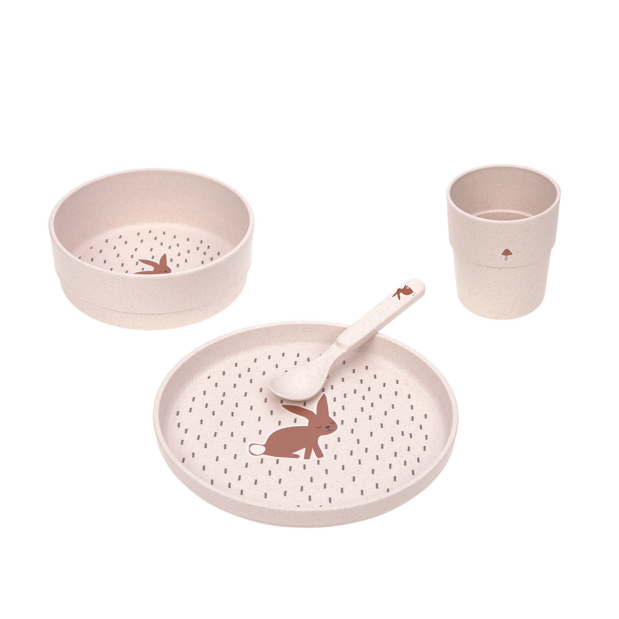Lässig Dish Set PP/Cellulose Little Forest Rabbit (Plate, Bowl, Mug, Spoon)