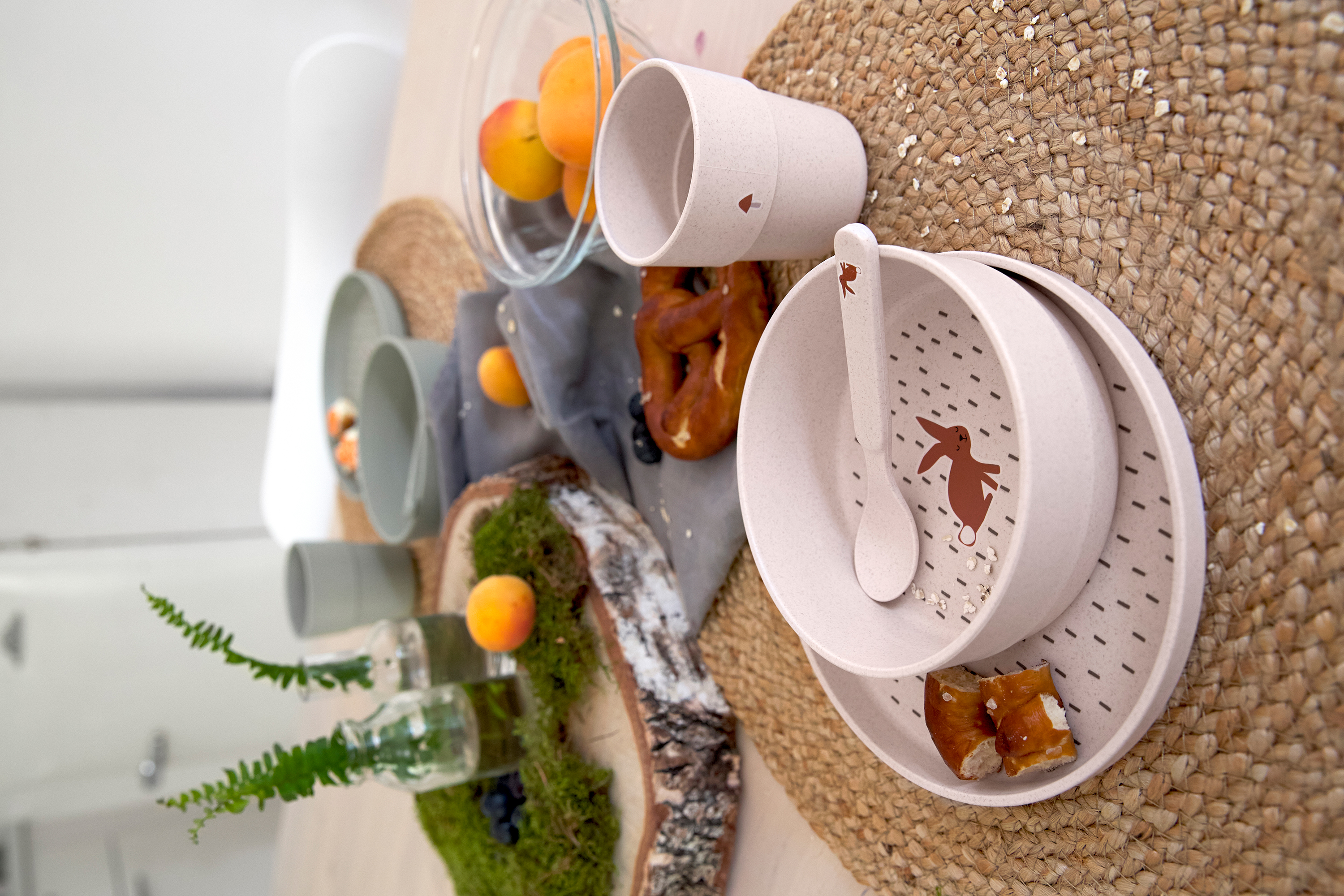 Lässig Dish Set PP/Cellulose Little Forest Rabbit (Plate, Bowl, Mug, Spoon) - 6