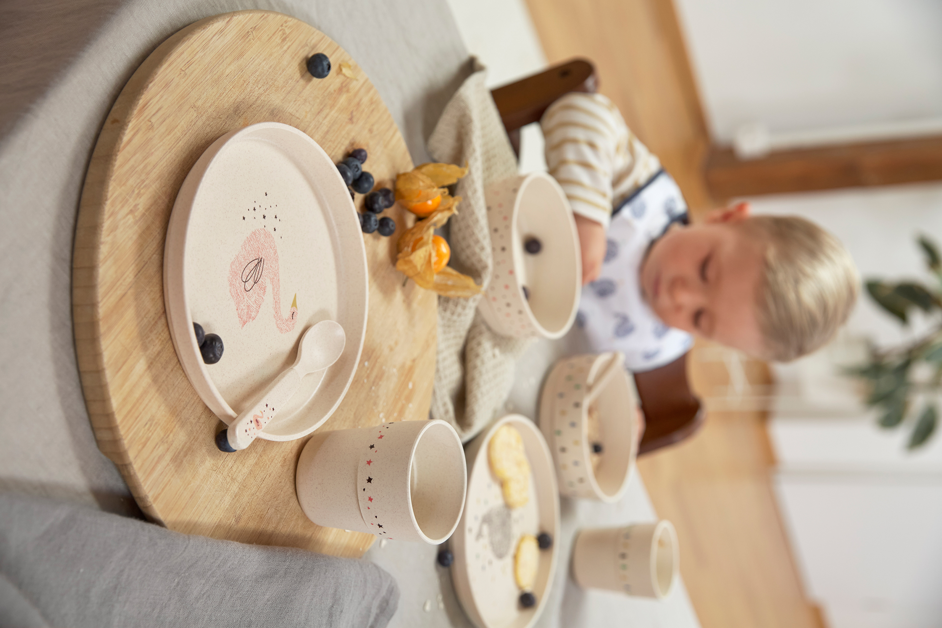 Lässig Dish Set PP/Cellulose Little Water Swan (Plate, Bowl, Mug, Spoon) - 4