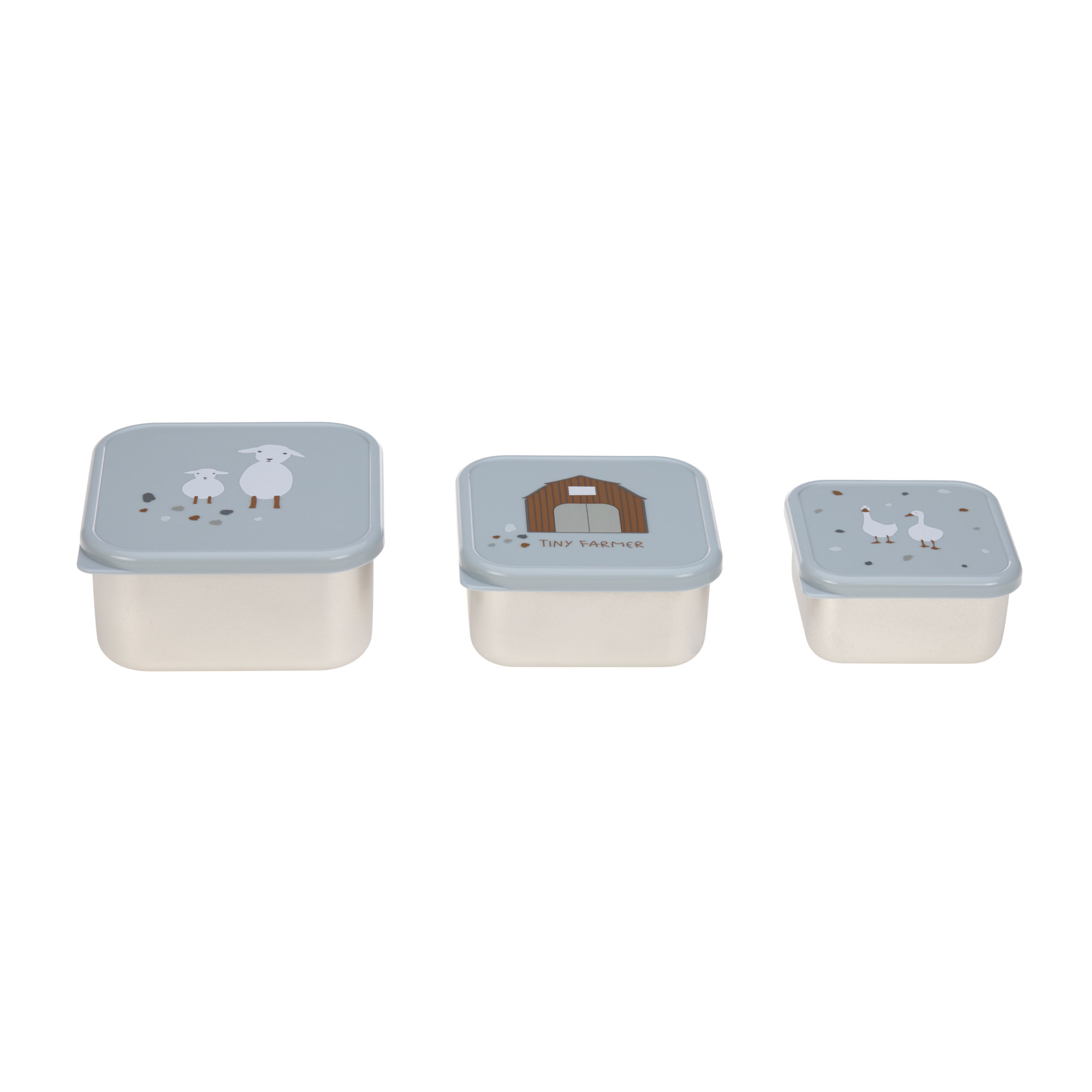 Lässig Snackbox Stainless Steel 3 pcs assorted Tiny Farmer blue - 2