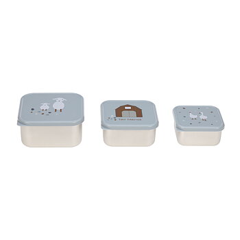 Lässig Snackbox Stainless Steel 3 pcs assorted Tiny Farmer blue