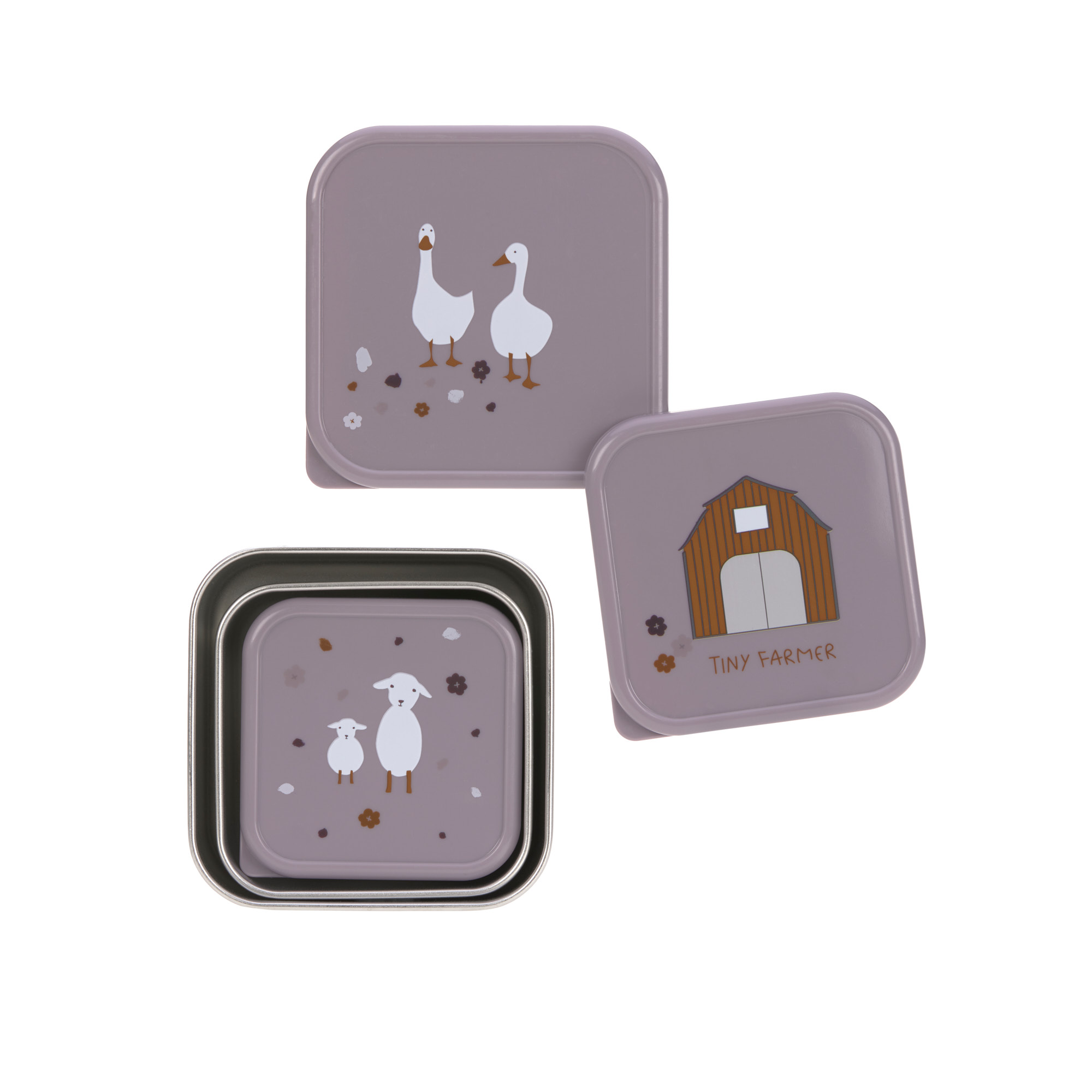 Lässig Snackbox Stainless Steel 3 pcs assorted Tiny Farmer lilac - 4