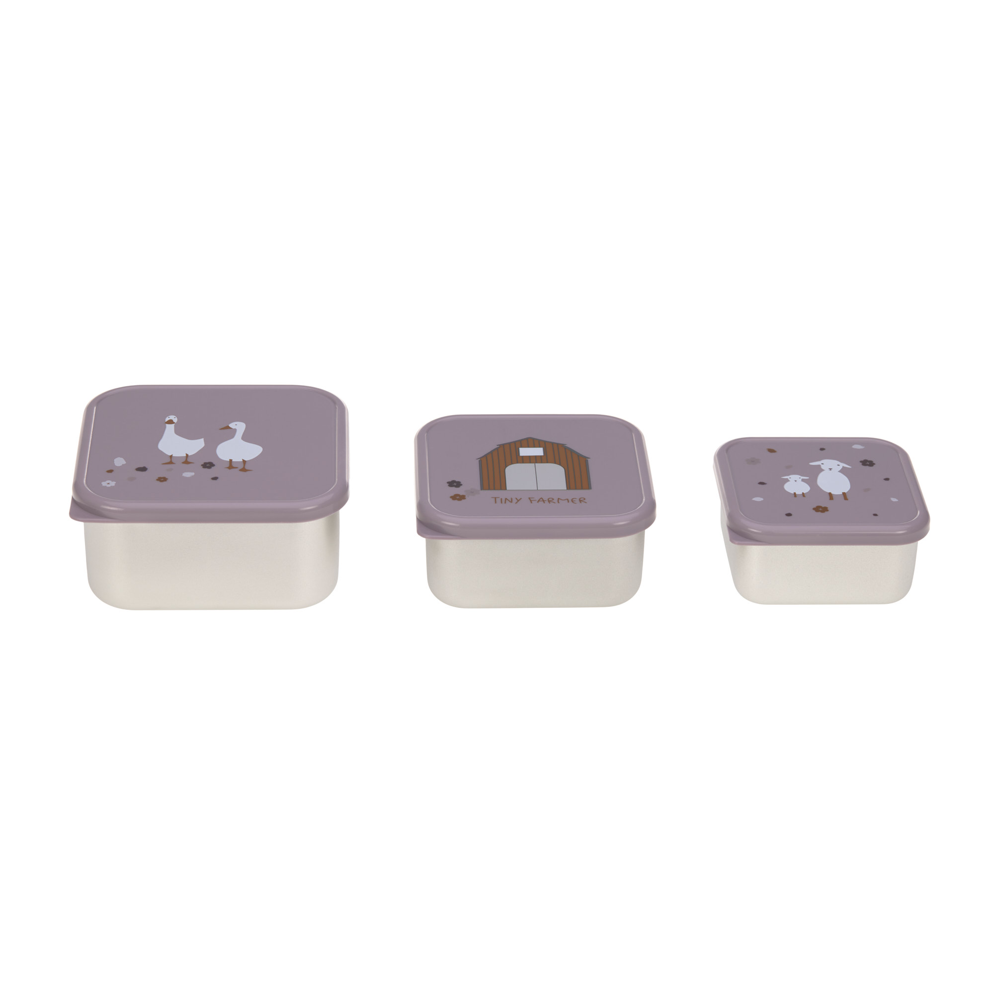 Lässig Snackbox Stainless Steel 3 pcs assorted Tiny Farmer lilac - 3