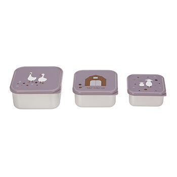 Lässig Snackbox Stainless Steel 3 pcs assorted Tiny Farmer lilac
