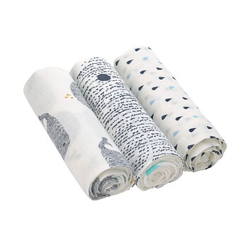 Lässig Heavenly soft Swaddle L Little Water Whale 3 pcs ass., 80 x 80 cm