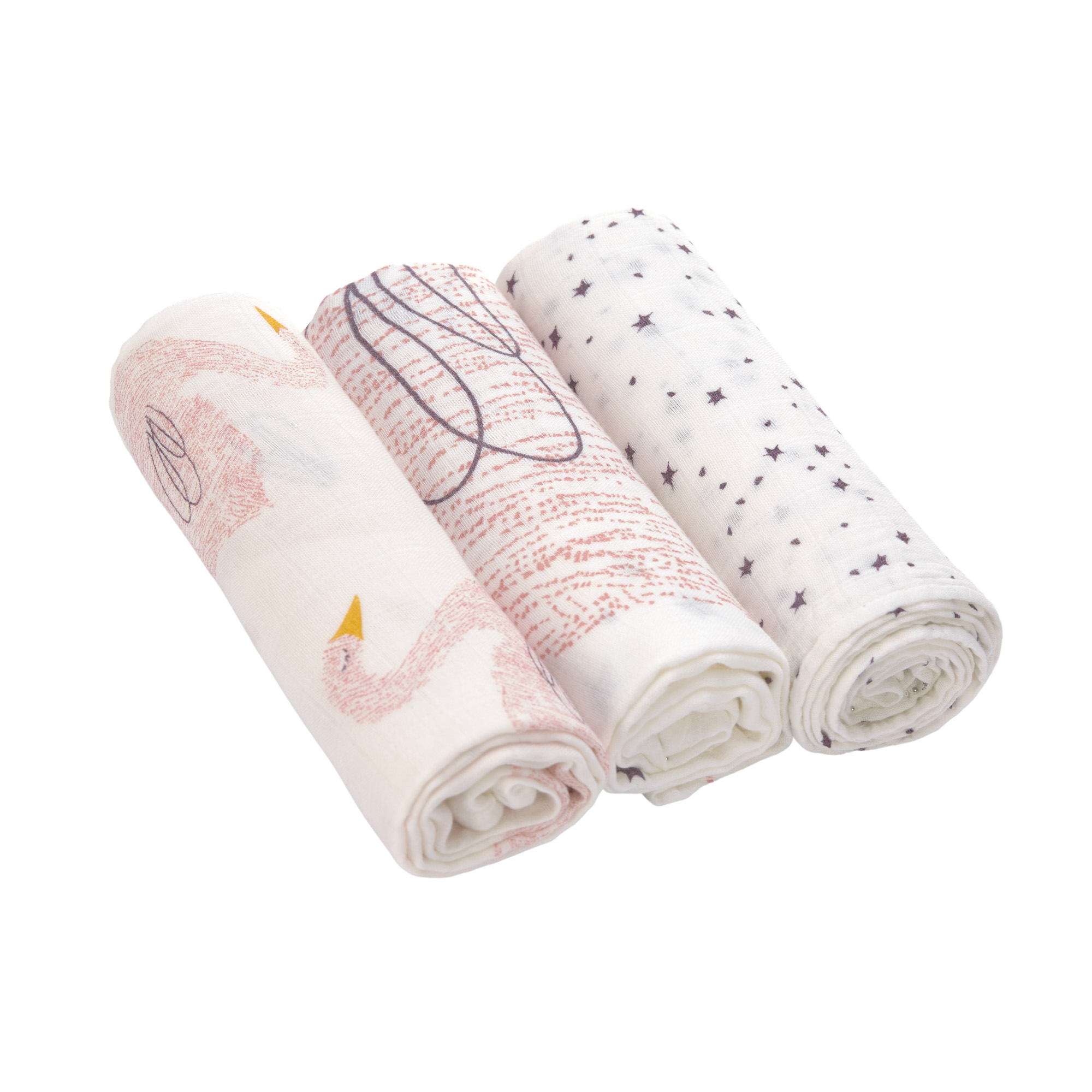 Lässig Heavenly soft Swaddle L Little Water Swan 3 pcs ass., 80 x 80 cm