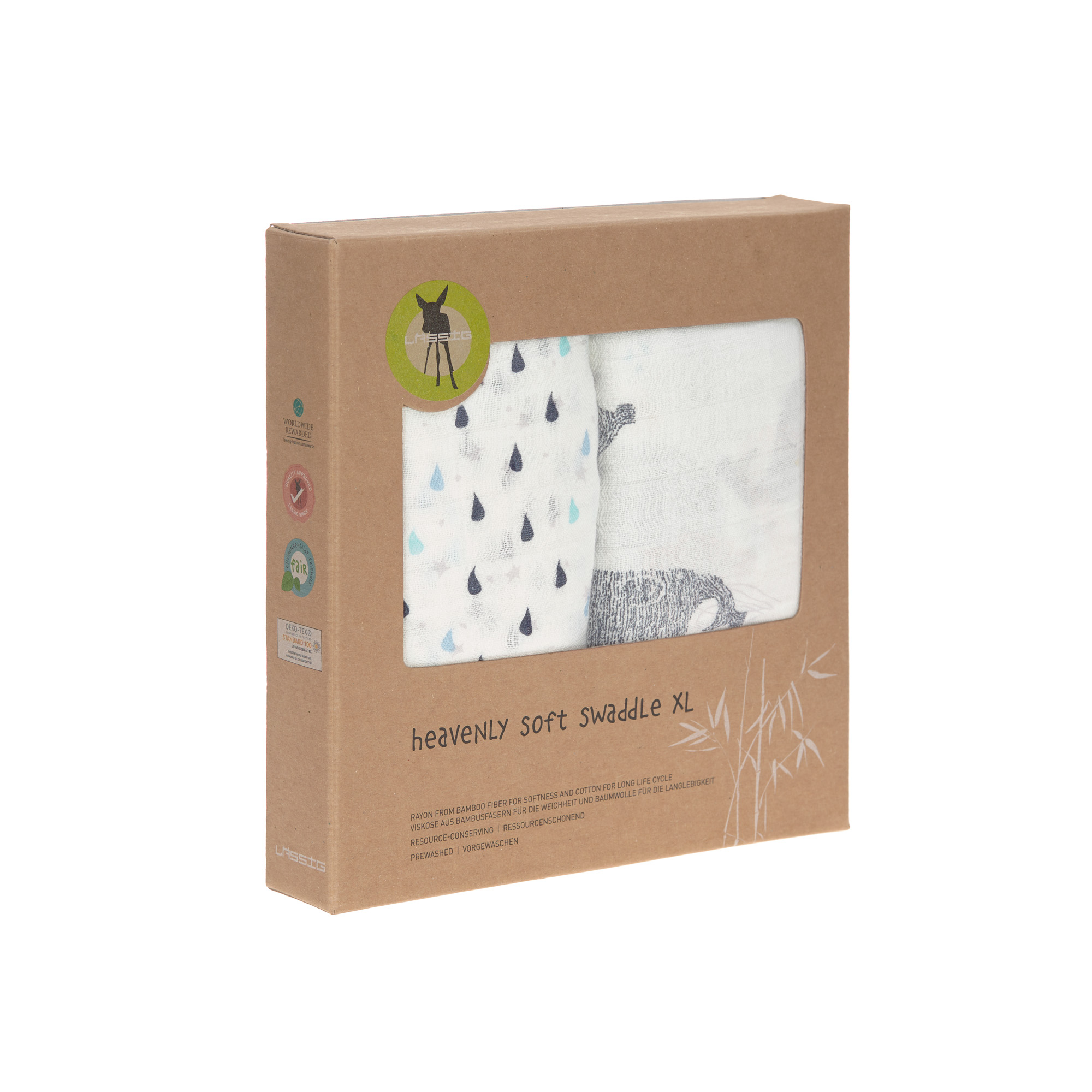Lässig Heavenly soft Swaddle XL Little Water Whale 2 pcs ass., 120 x 120 cm - 4