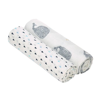 Lässig Heavenly soft Swaddle XL Little Water Whale 2 pcs ass., 120 x 120 cm