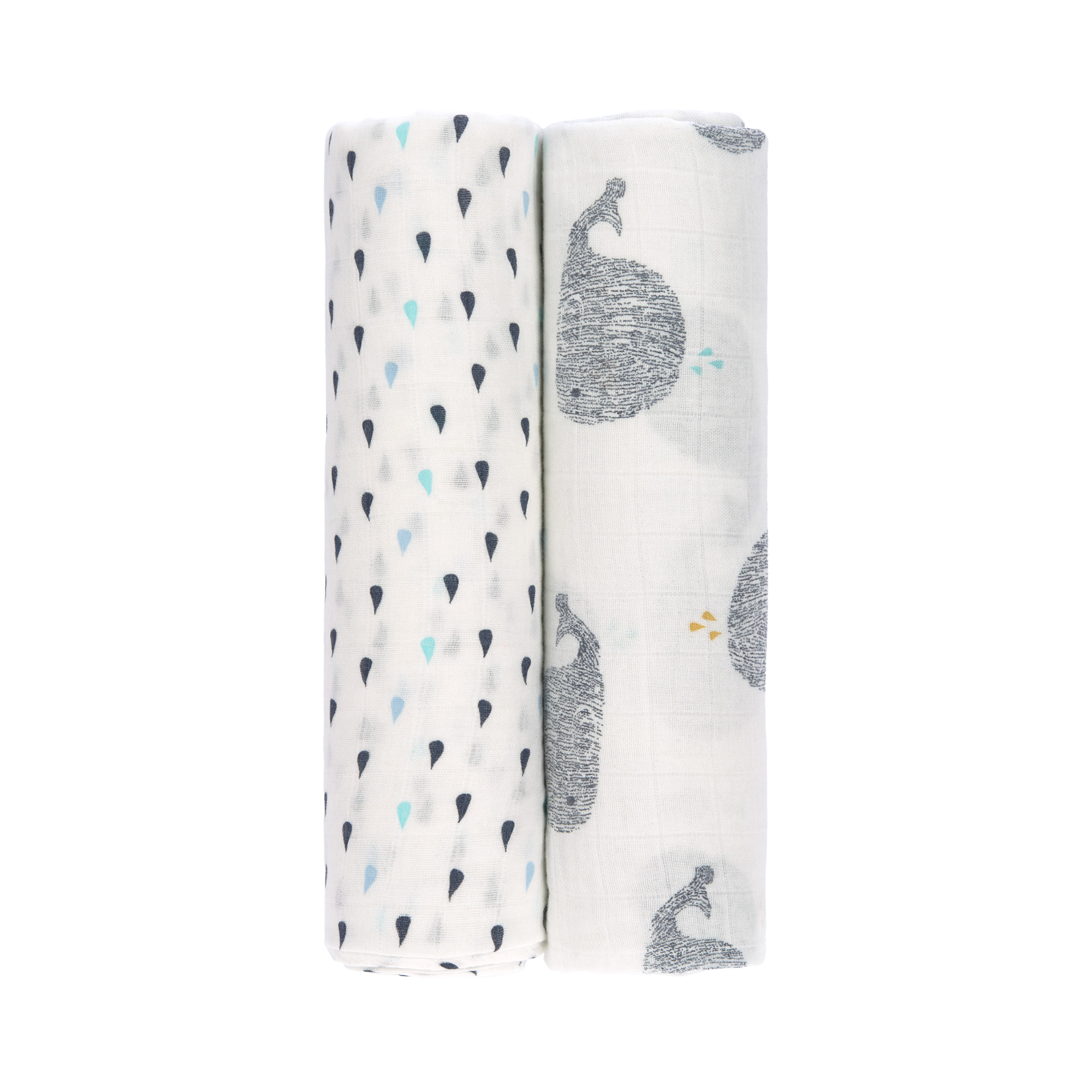 Lässig Heavenly soft Swaddle XL Little Water Whale 2 pcs ass., 120 x 120 cm - 3