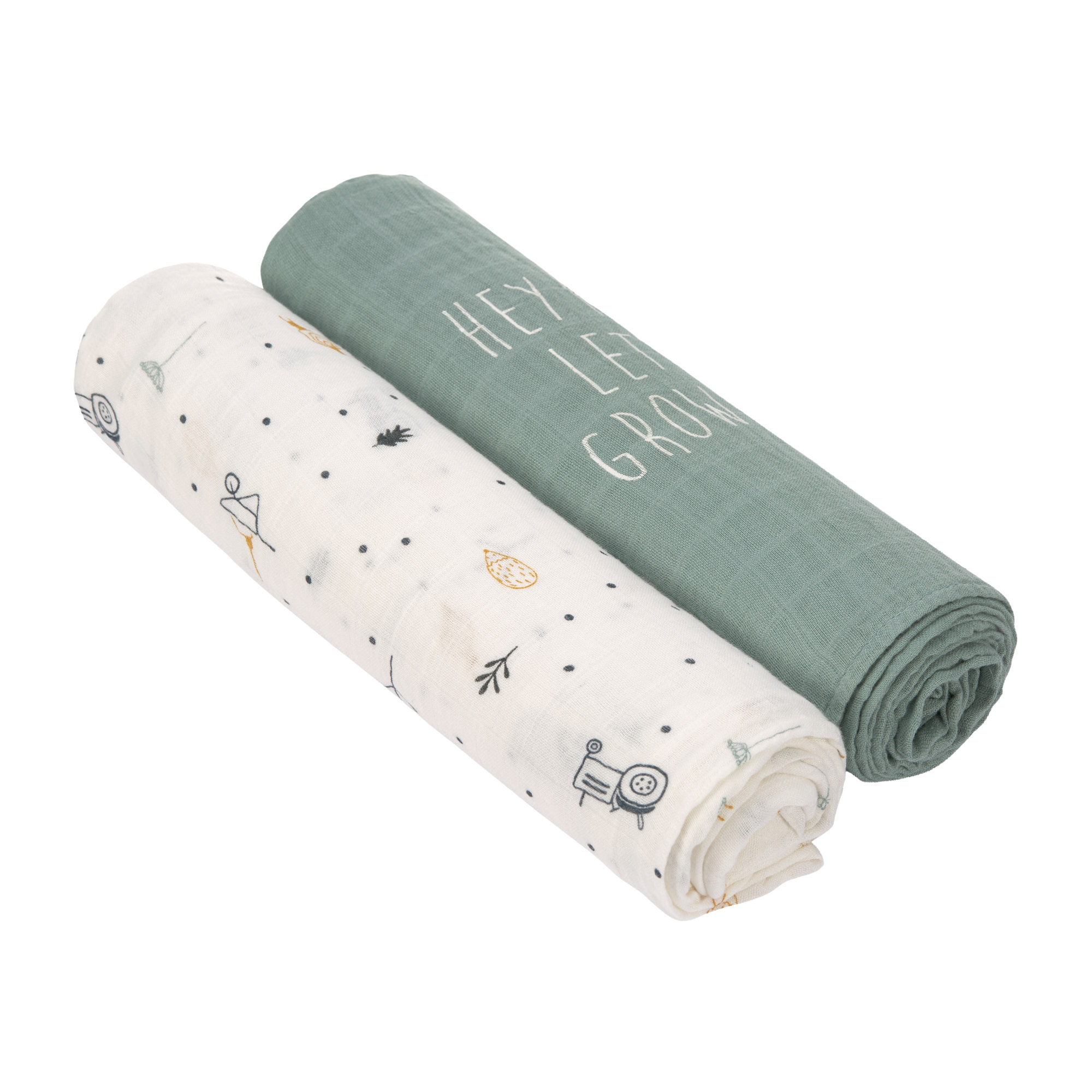 Lässig Heavenly soft Swaddle XL Garden Explorer Tractor 2 pcs ass., 120 x 120 cm