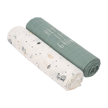 Lässig Heavenly soft Swaddle XL Garden Explorer Tractor 2 pcs ass., 120 x 120 cm